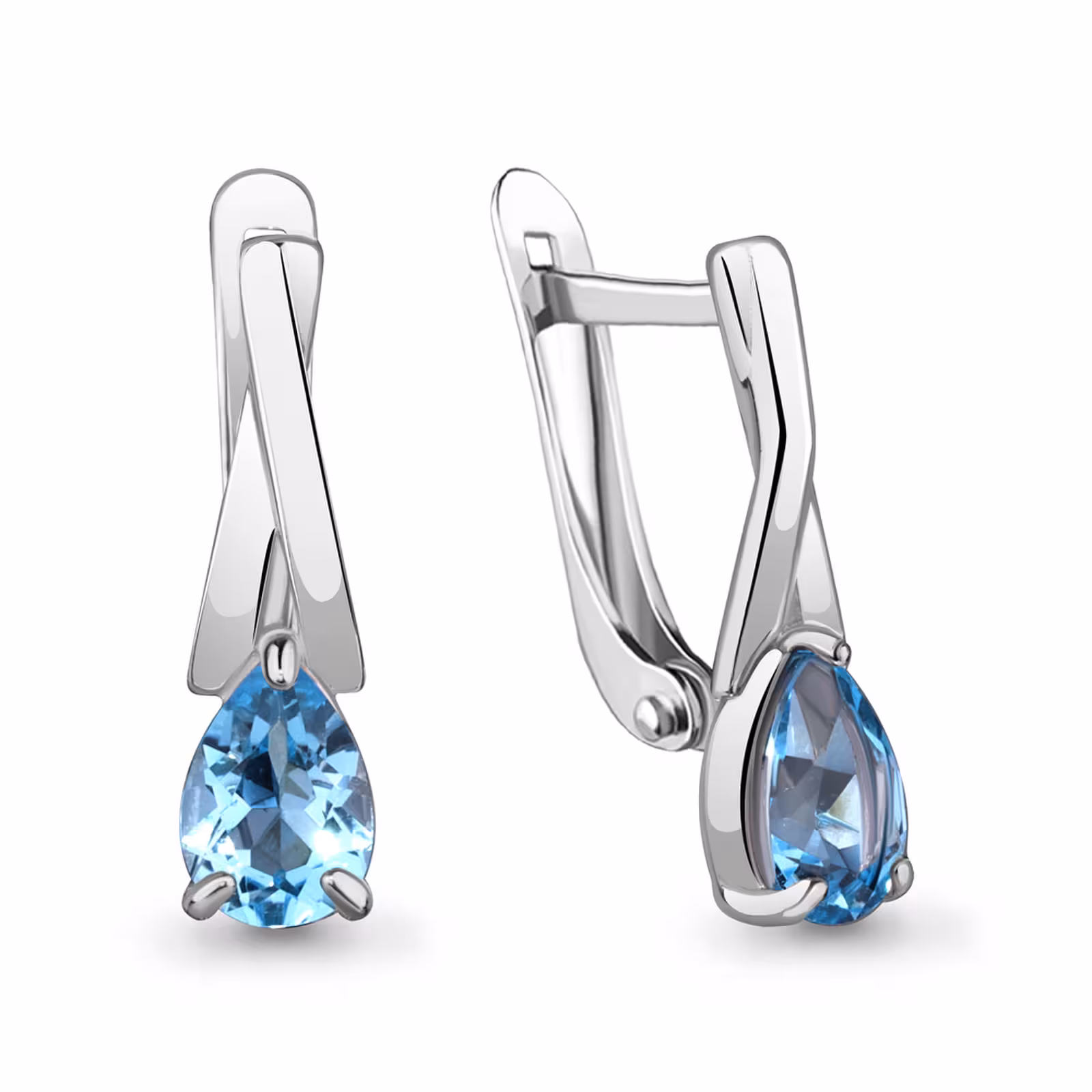 Серьги из серебра с топазами Swiss