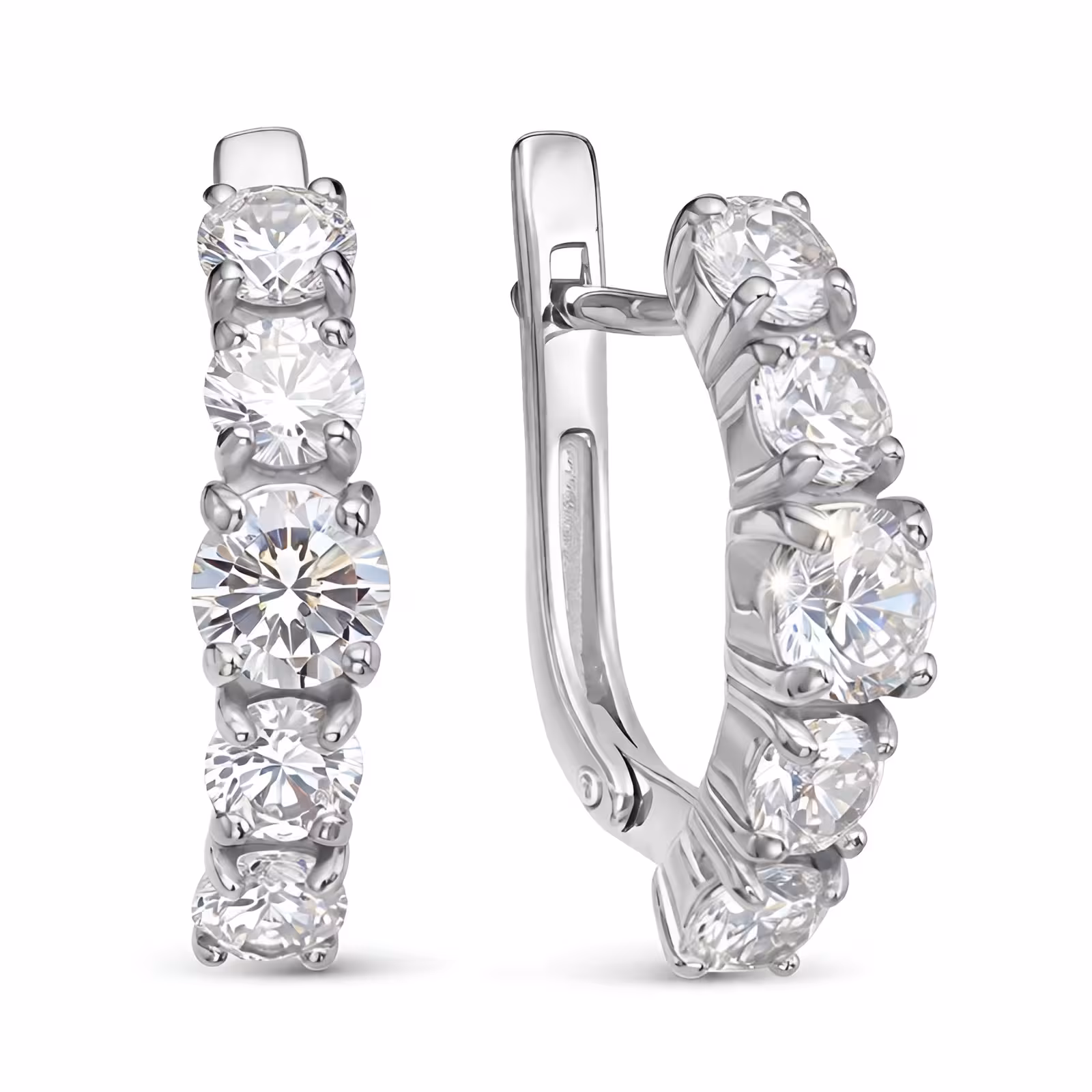 Серьги из серебра с фианитами