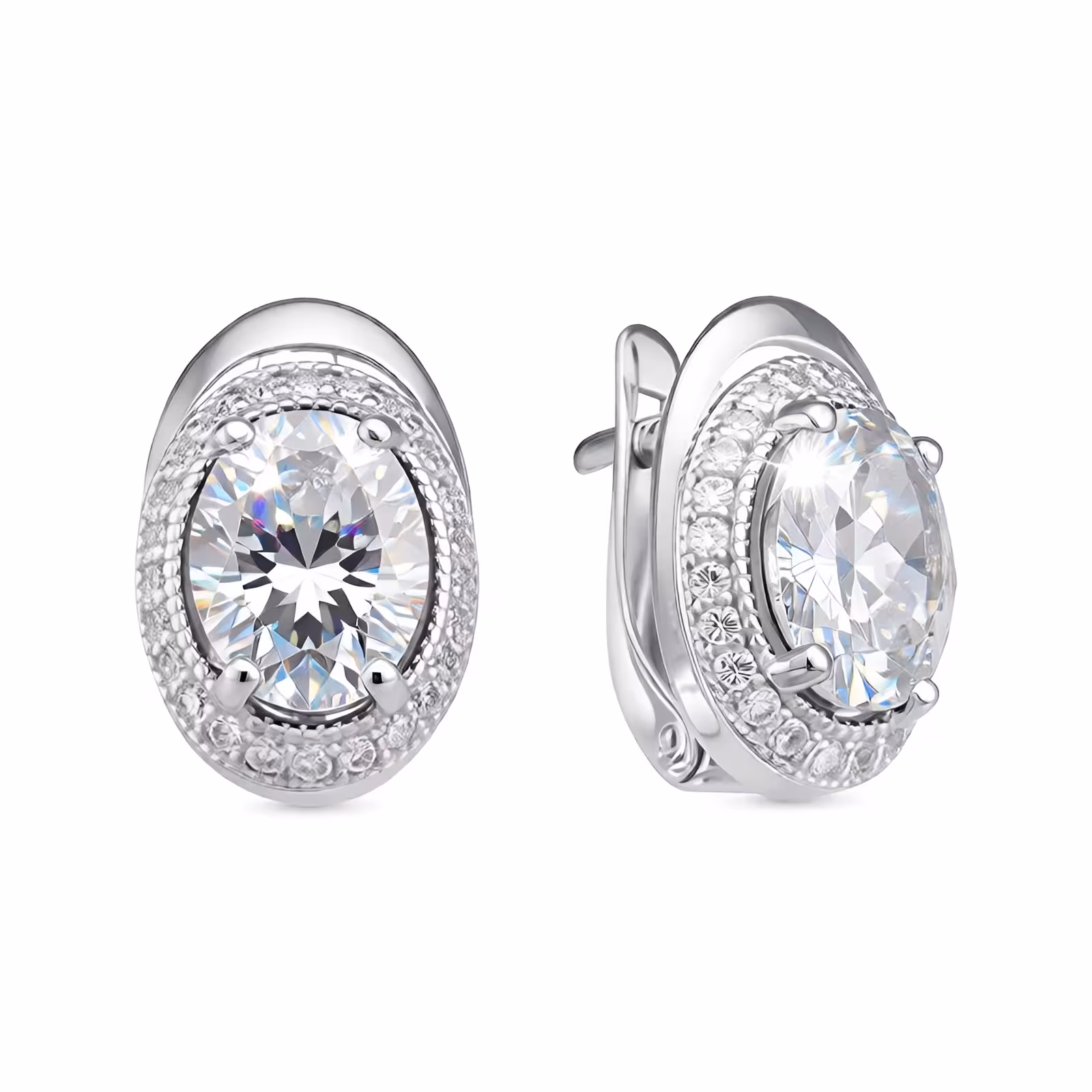 Серьги из серебра с фианитами
