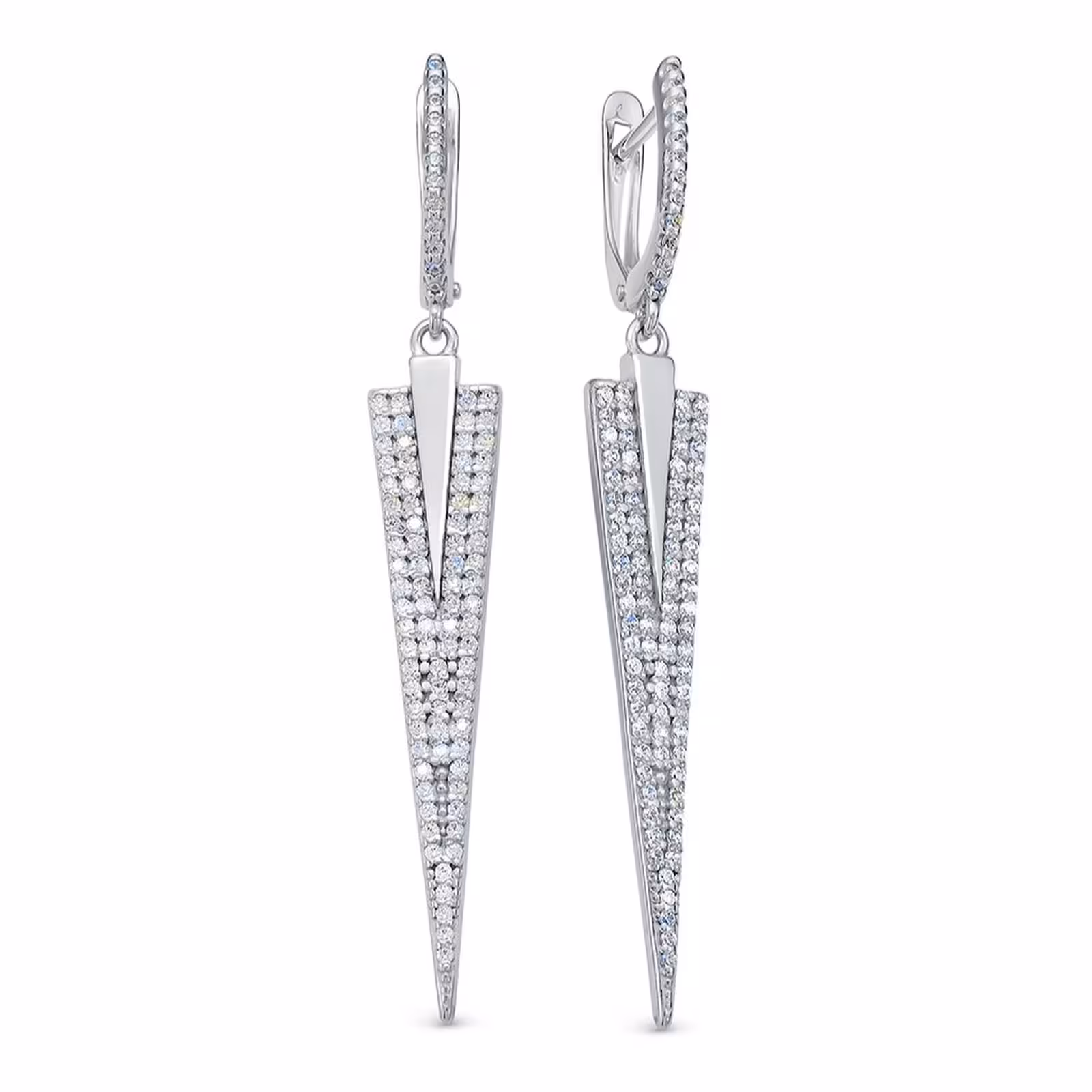 Серьги из серебра с фианитами