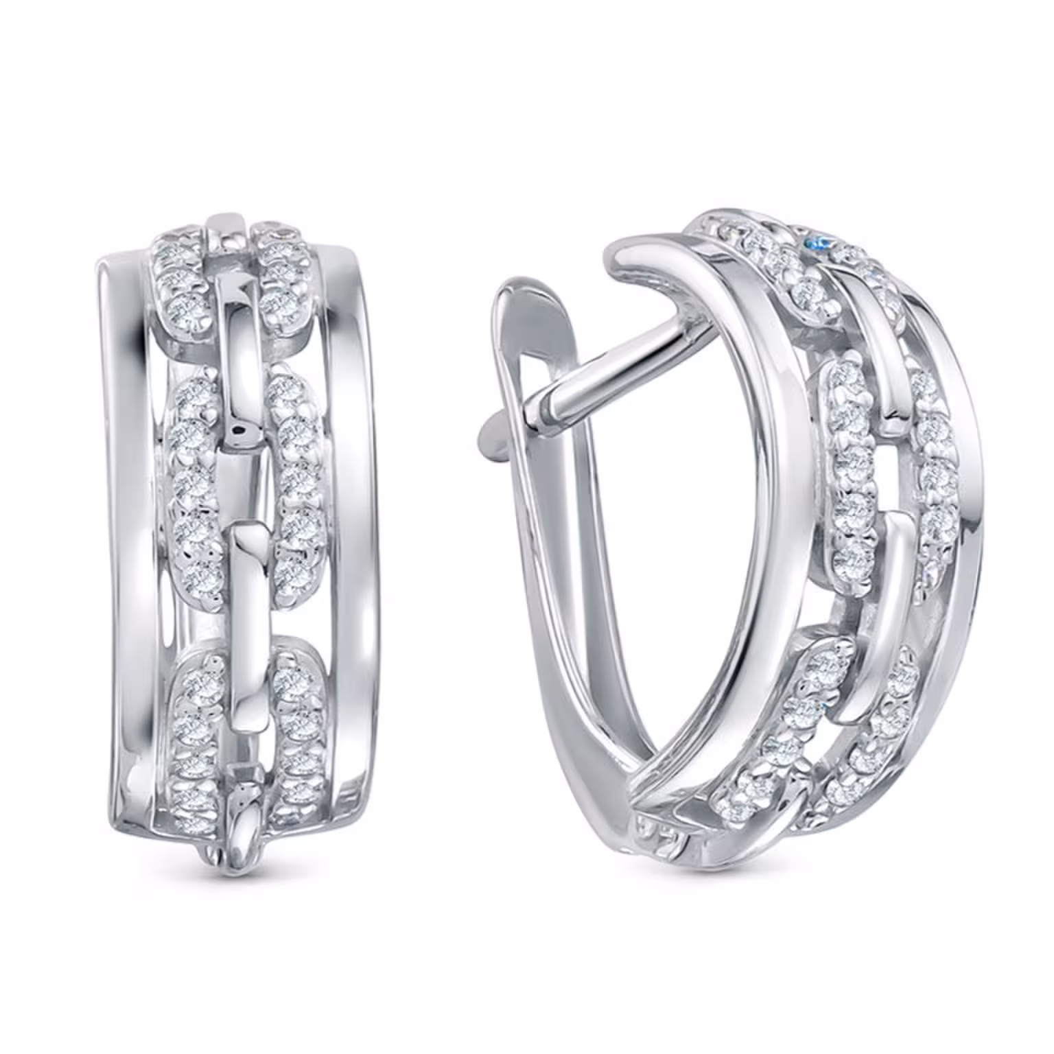 Серьги из серебра с фианитами