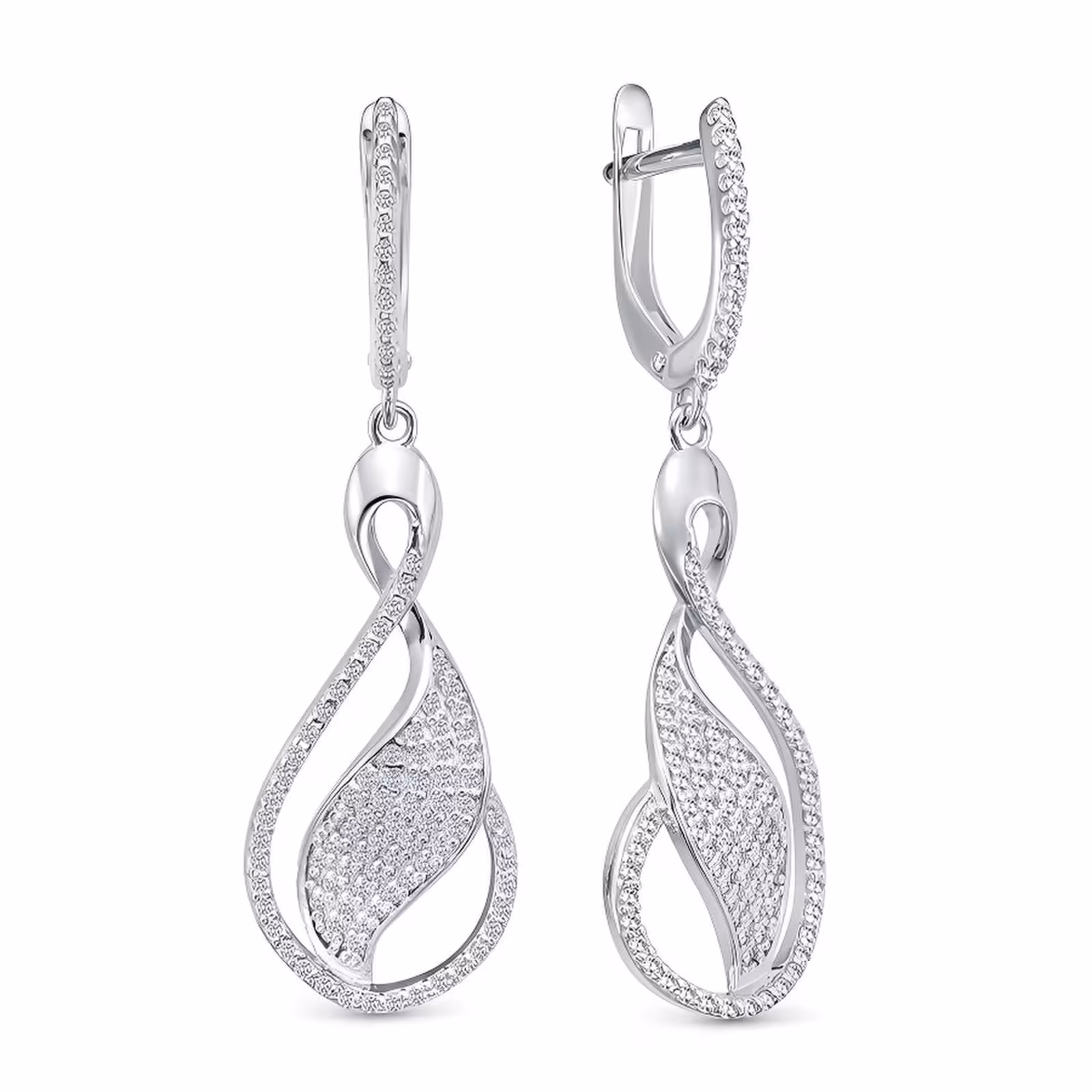 Серьги из серебра с фианитами