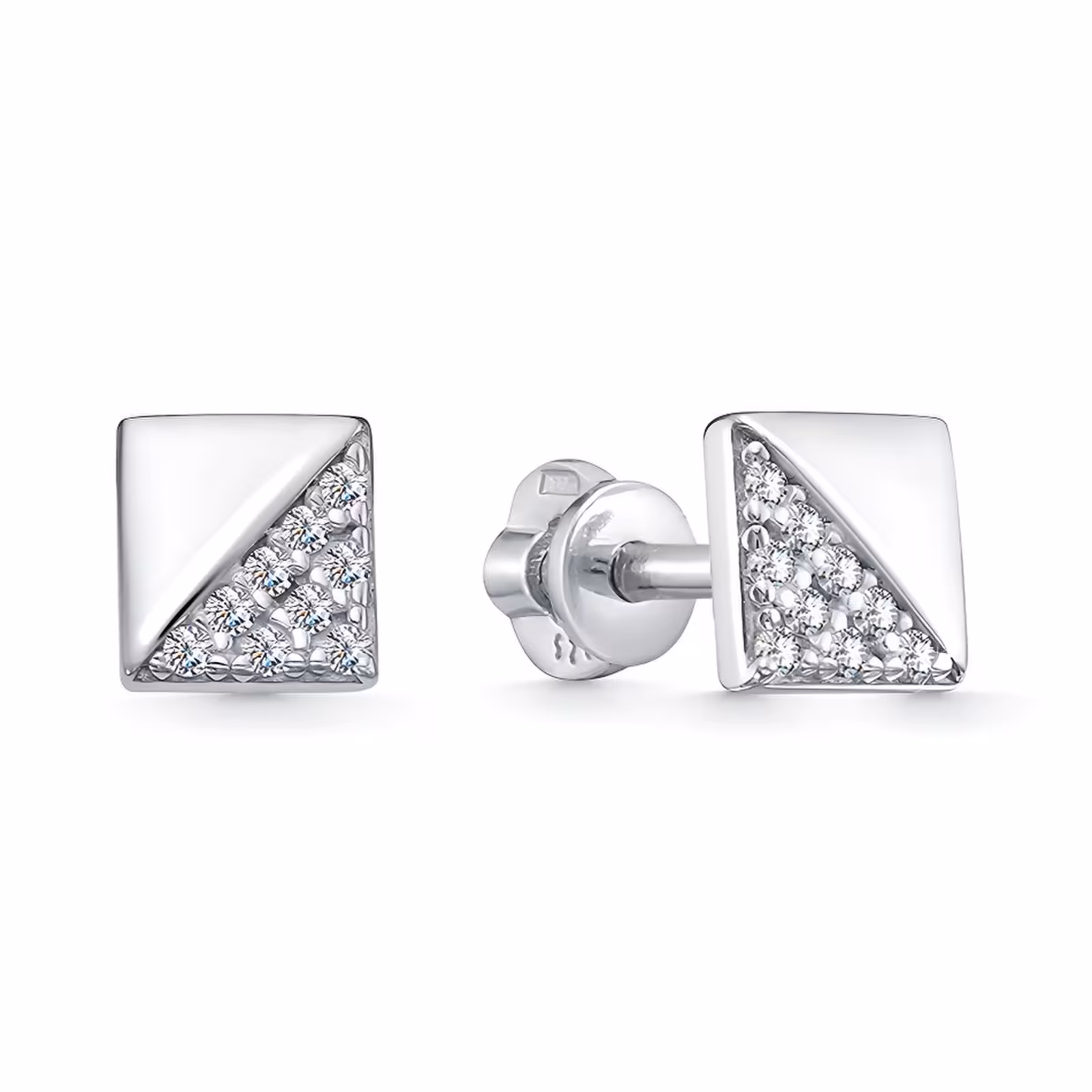 Серьги из серебра с фианитами