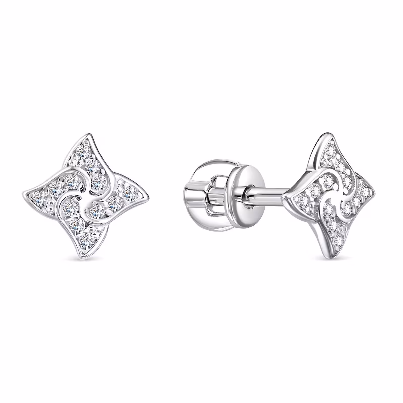 Серьги из серебра с фианитами