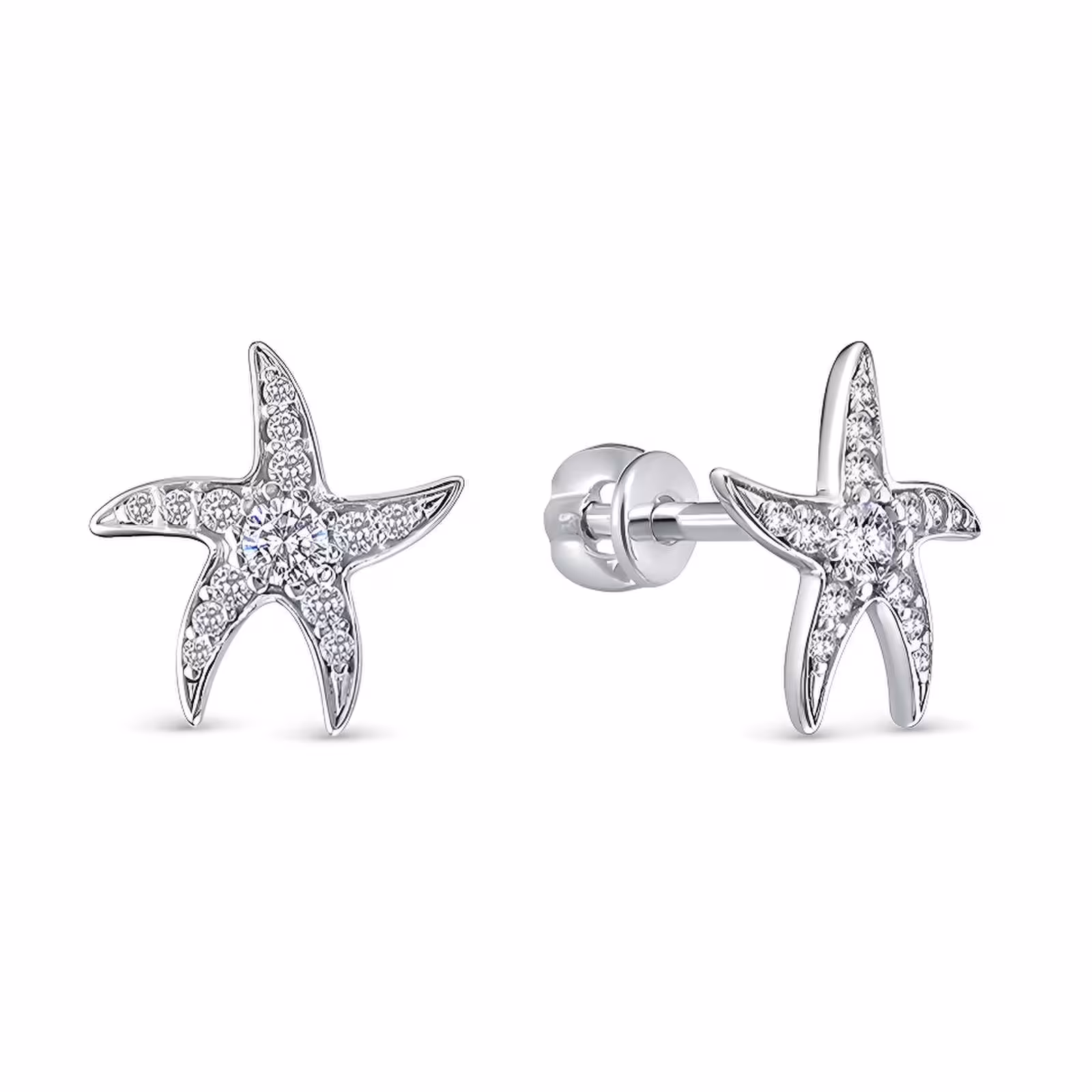 Серьги из серебра с фианитами