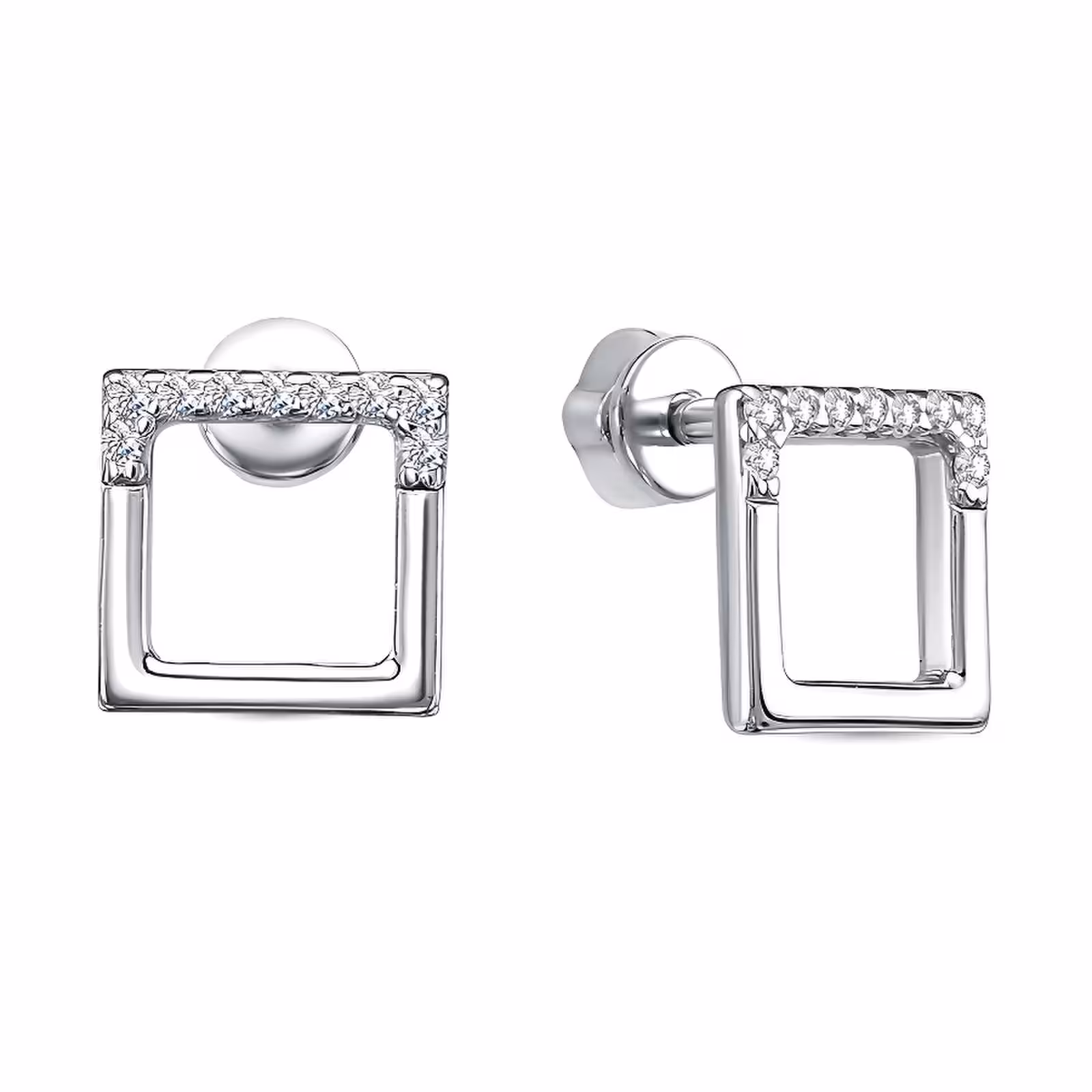 Серьги из серебра с фианитами