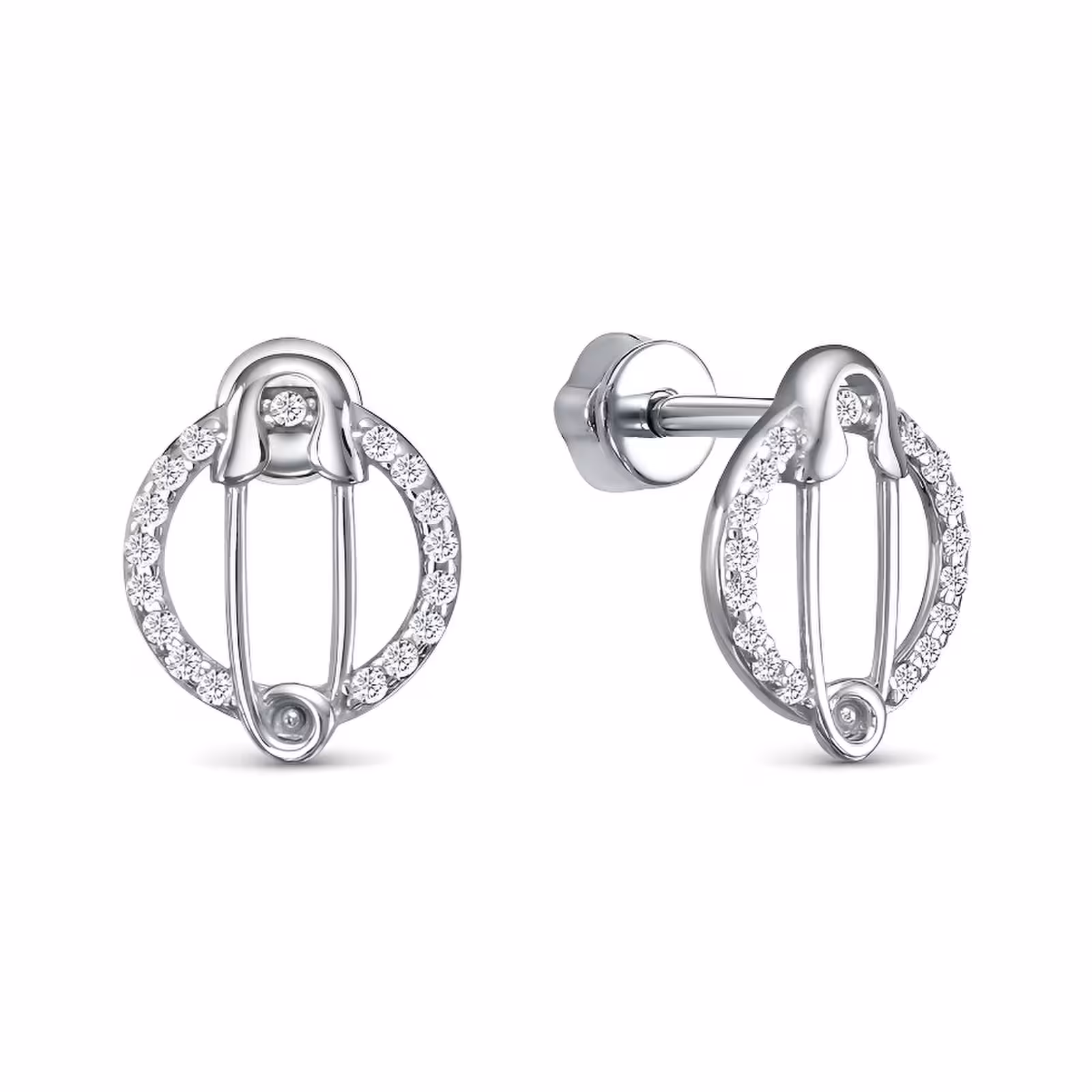 Серьги из серебра с фианитами