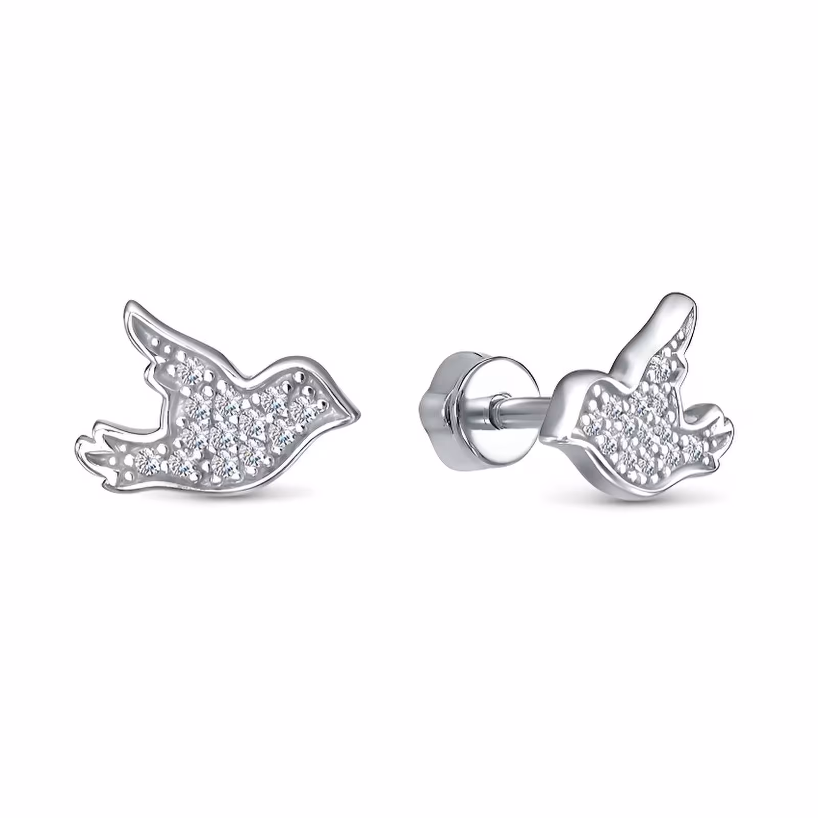 Серьги из серебра с фианитами