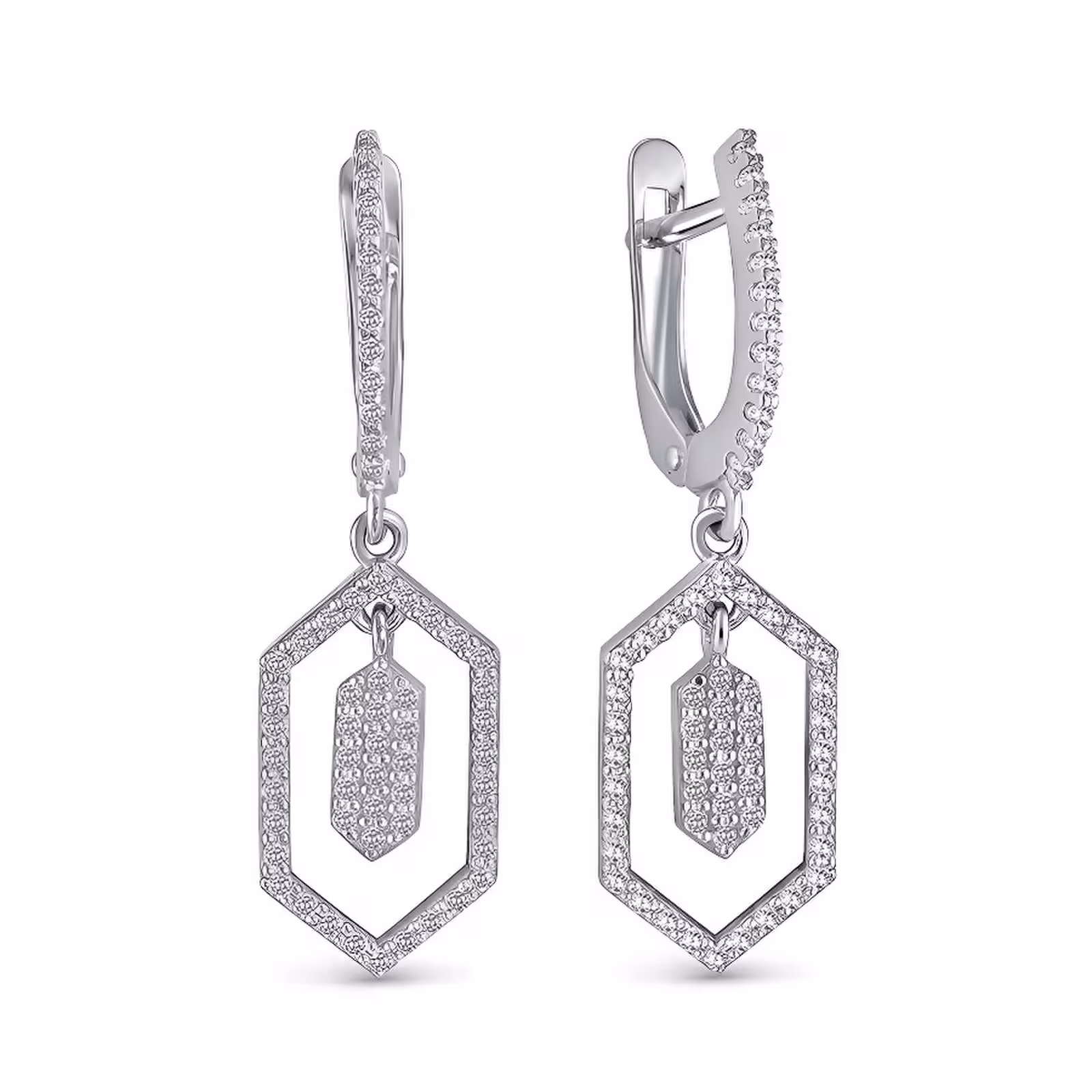 Серьги из серебра с фианитами