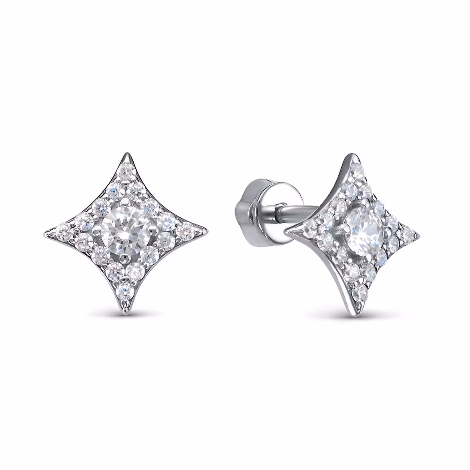 Серьги из серебра с фианитами