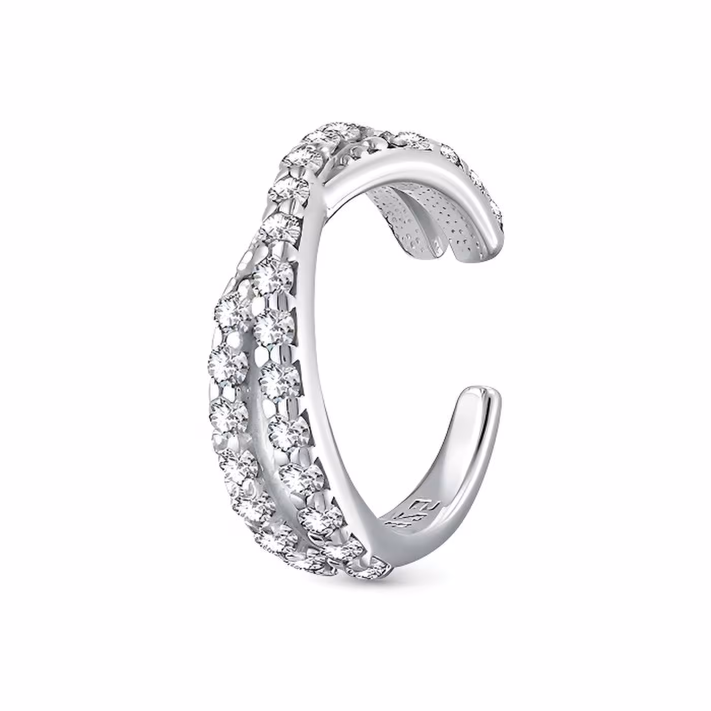 Серьга-кафф из серебра с фианитами