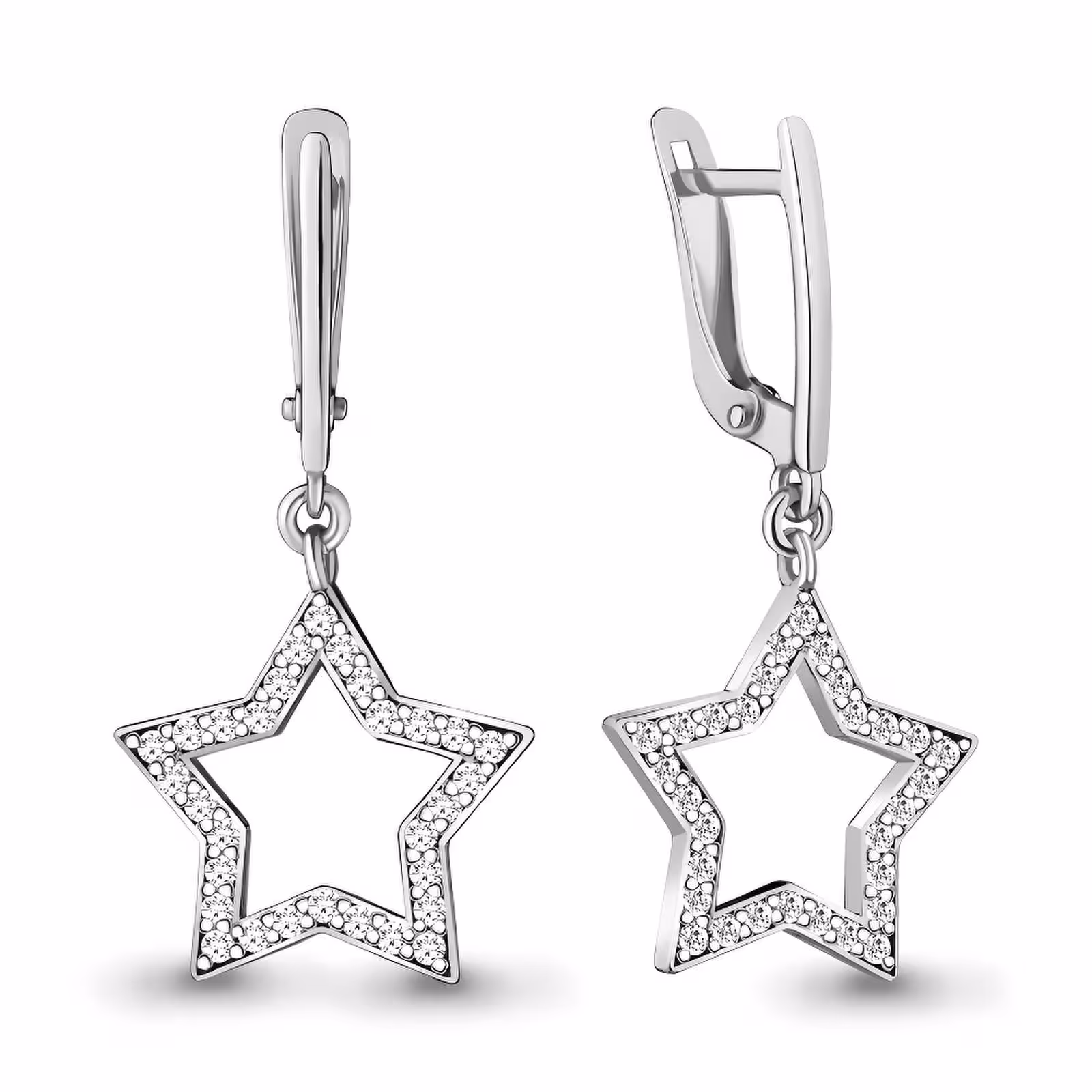 Серьги из серебра с фианитами