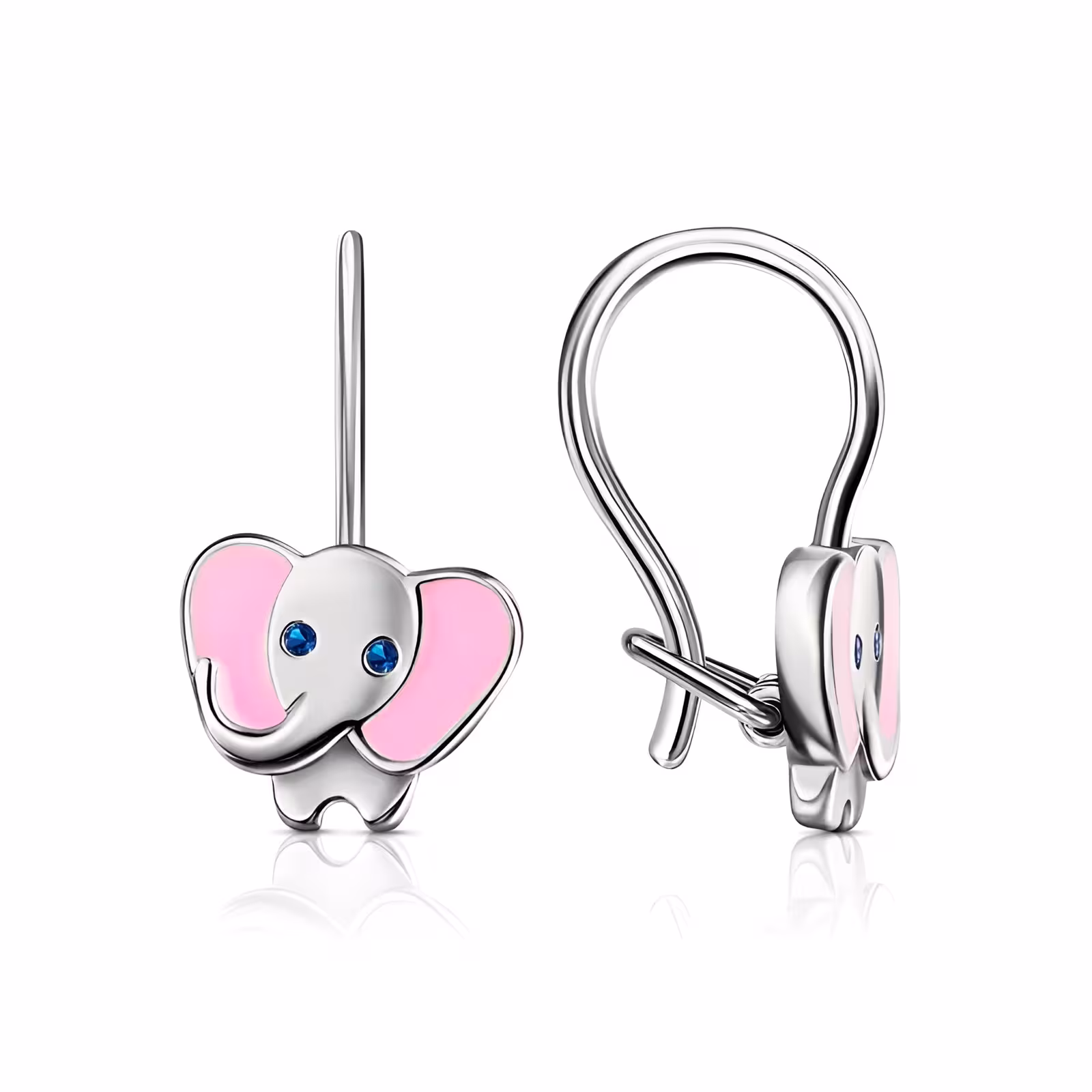 Серьги из серебра с эмалью и фианитами
