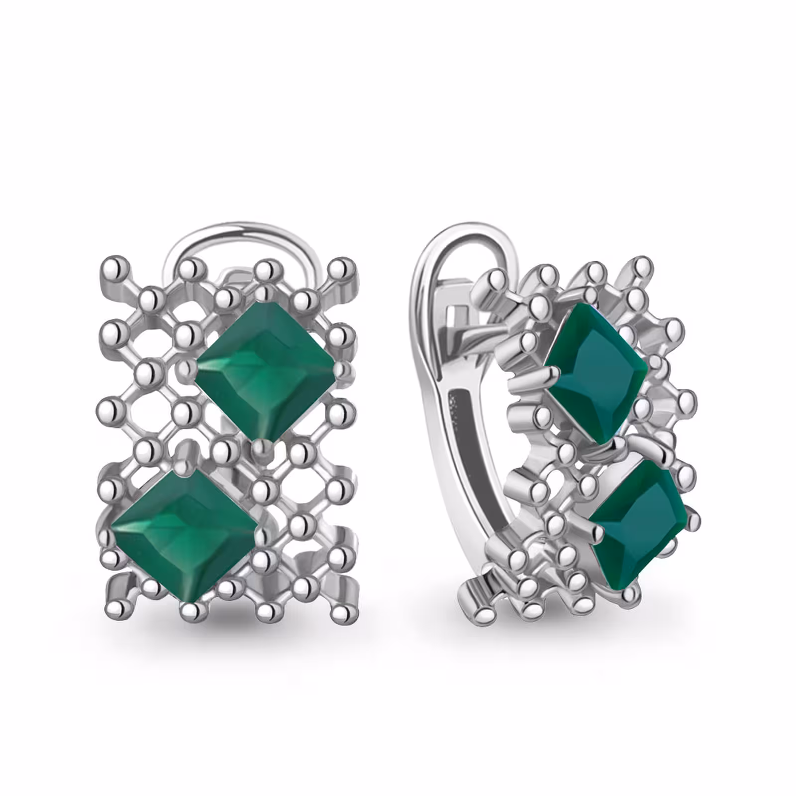 Серьги из серебра с агатами