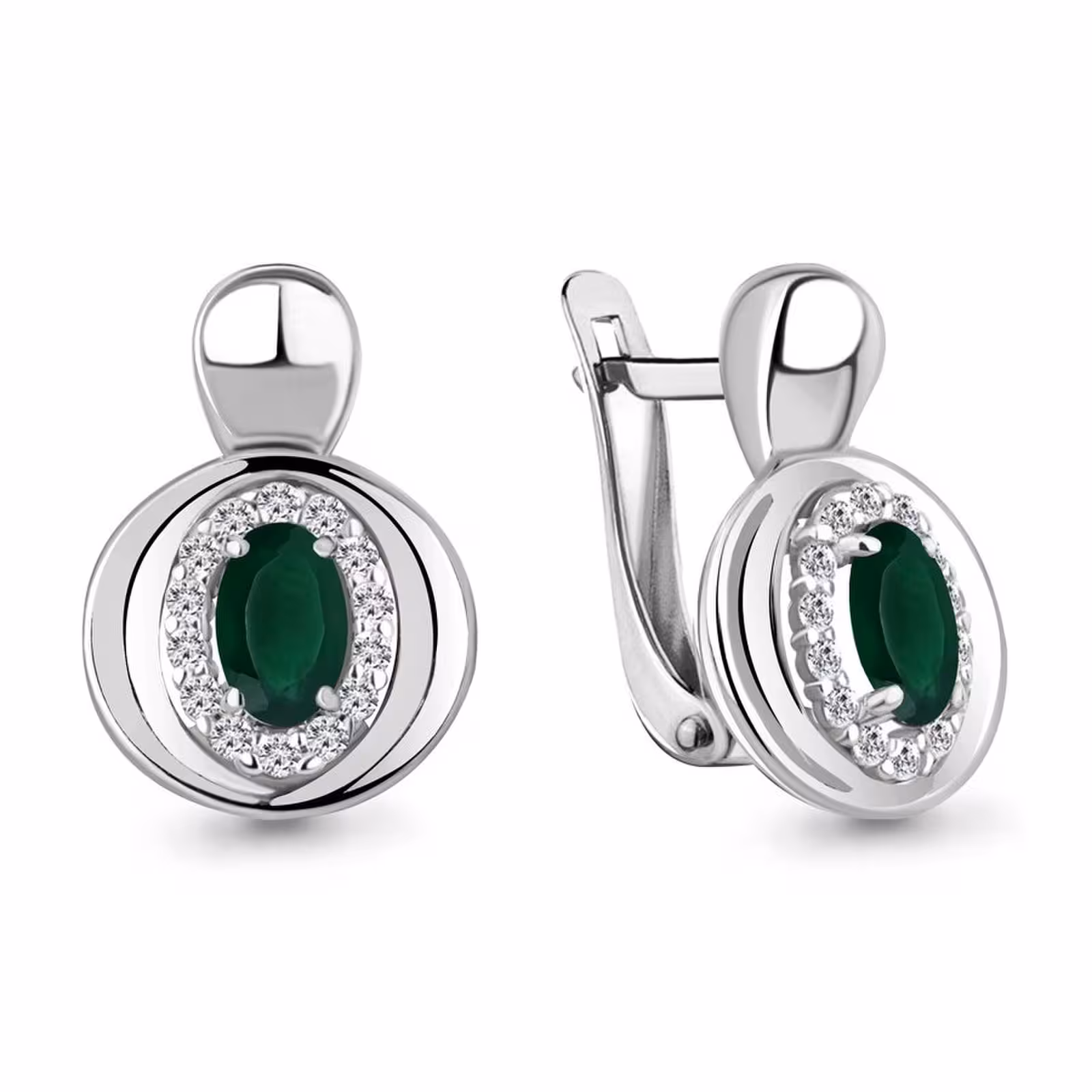 Серьги из серебра с агатами и фианитами