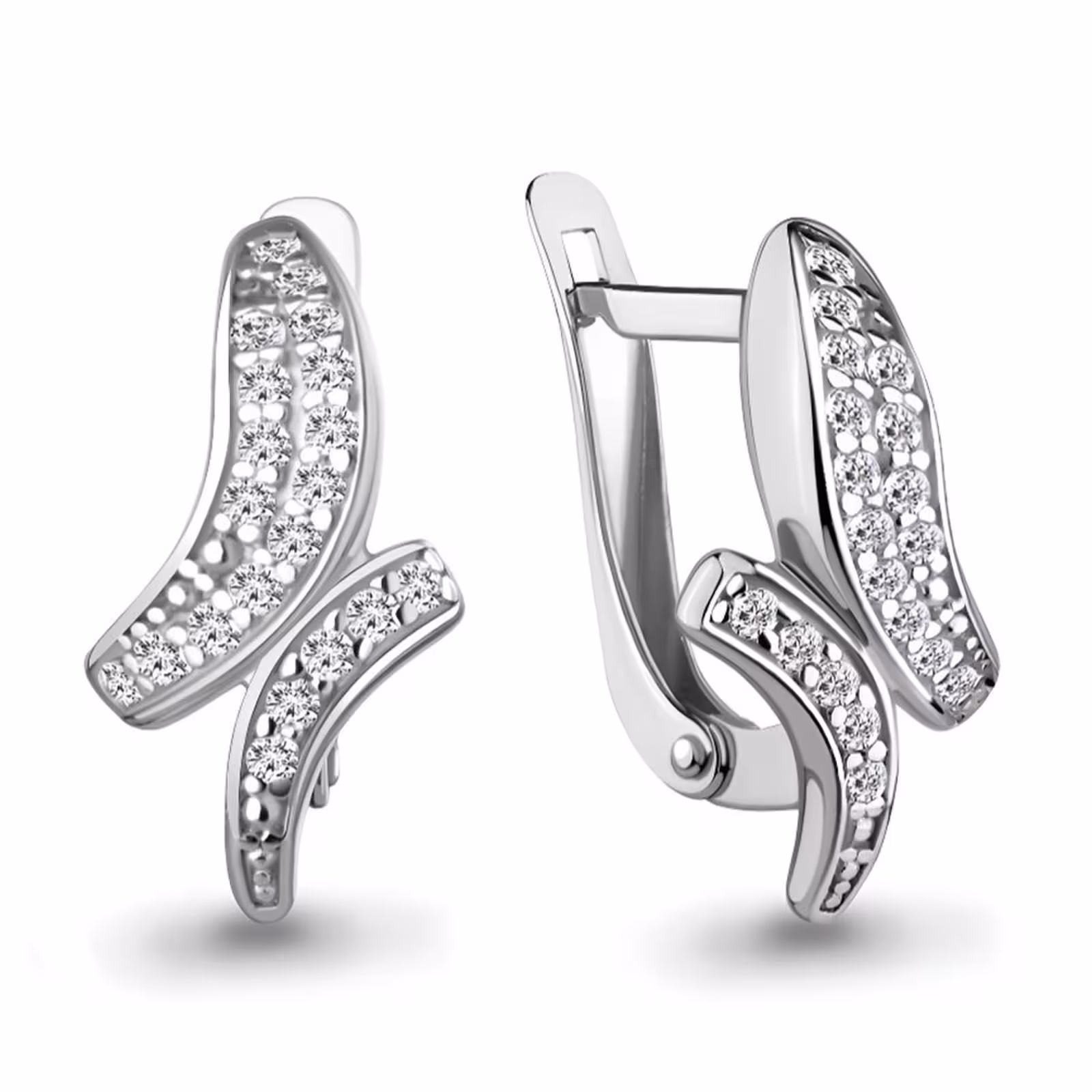 Серьги из серебра с фианитами