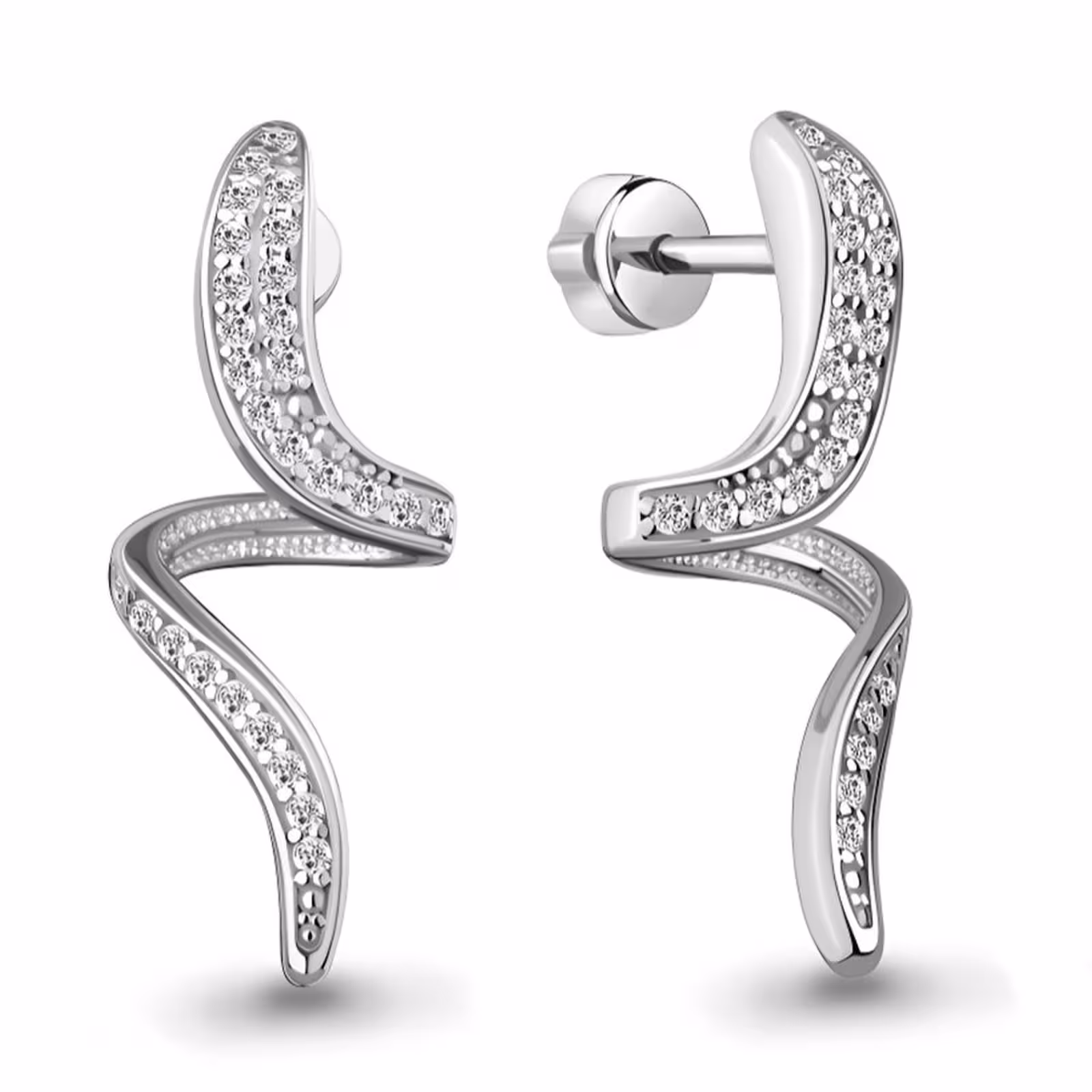 Серьги из серебра с фианитами