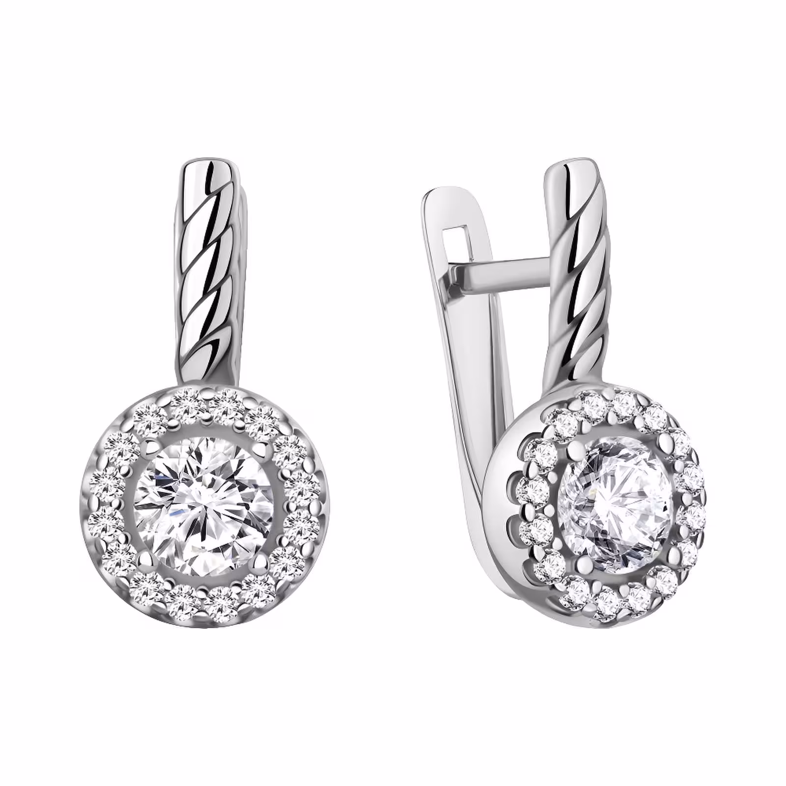 Серьги из серебра с фианитами