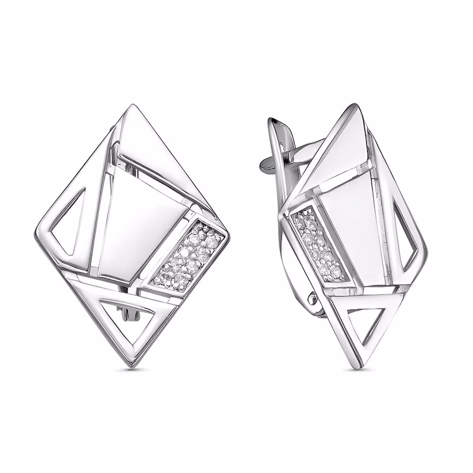 Серьги из серебра с фианитами