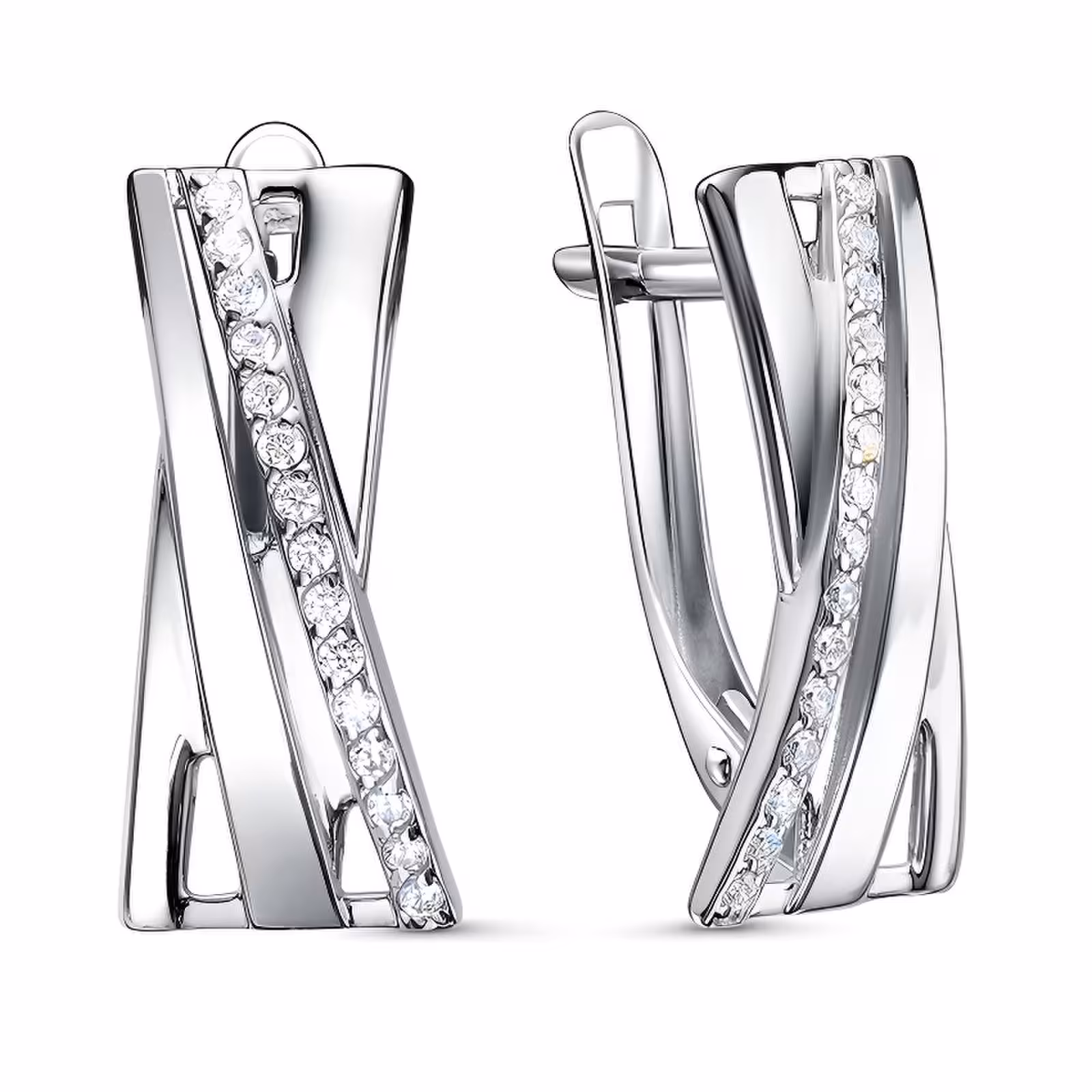 Серьги из серебра с фианитами