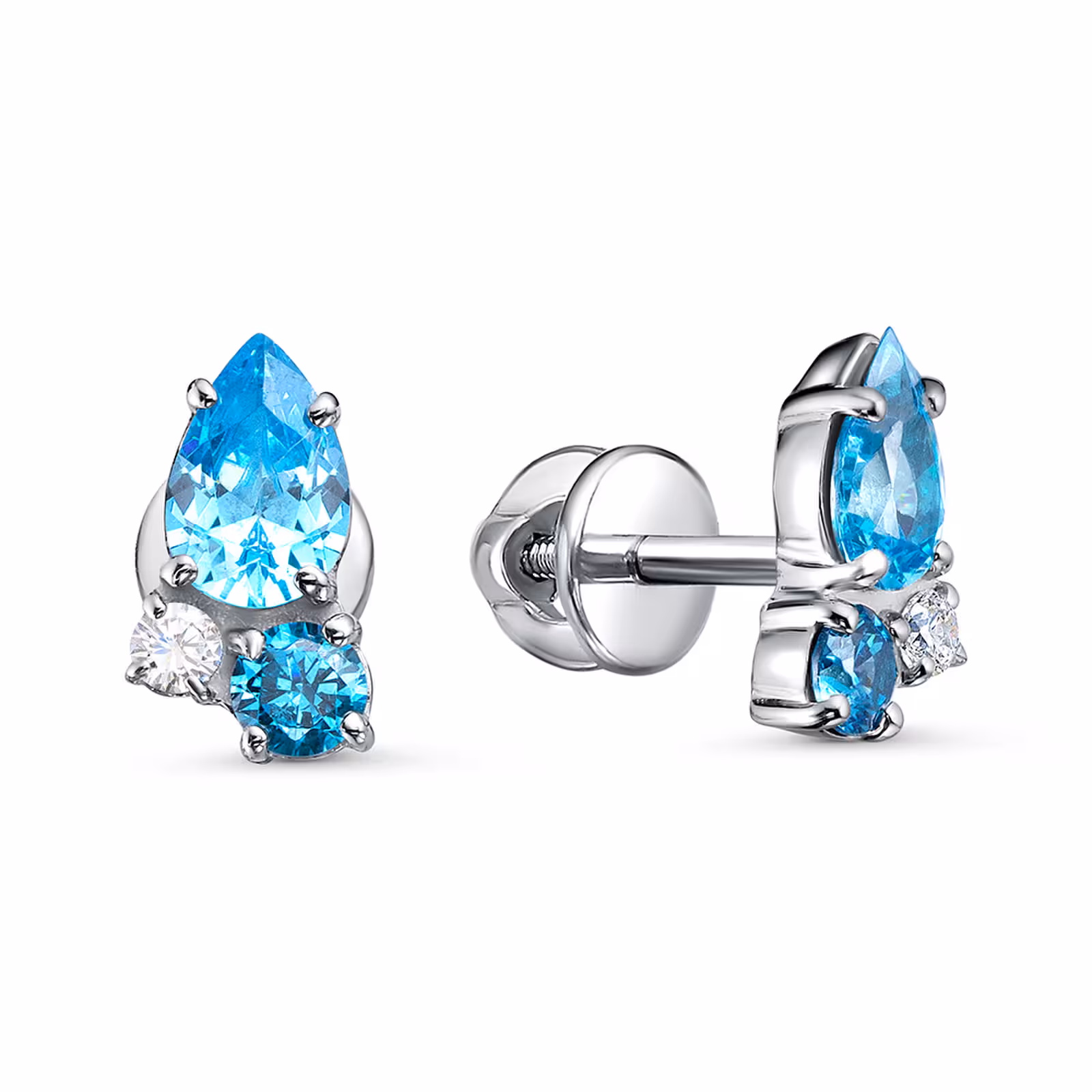 Серьги из серебра с фианитами