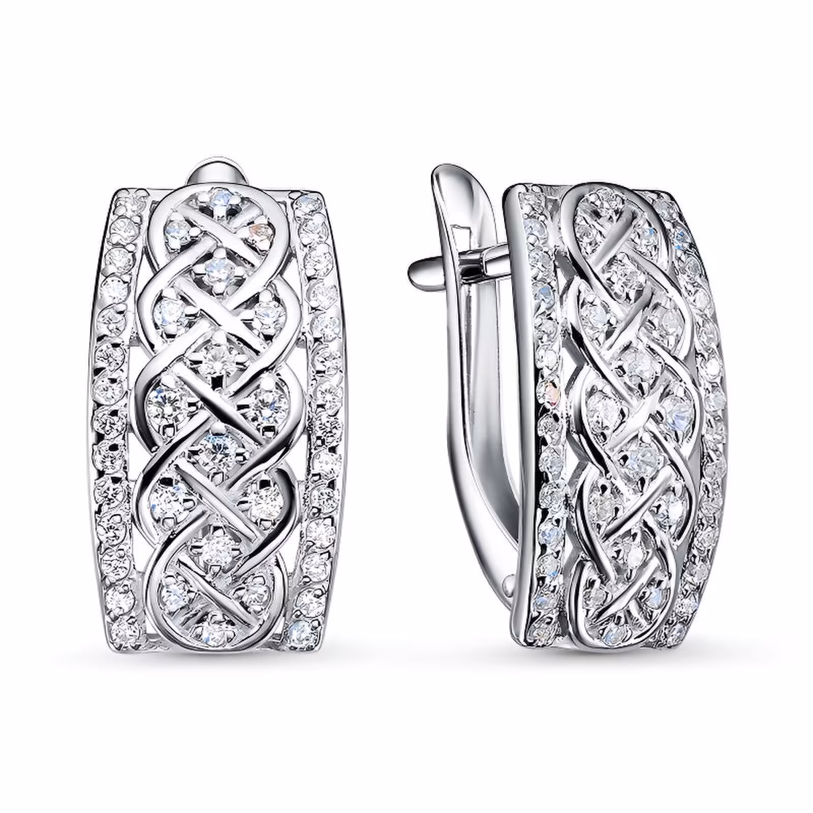 Серьги из серебра с фианитами