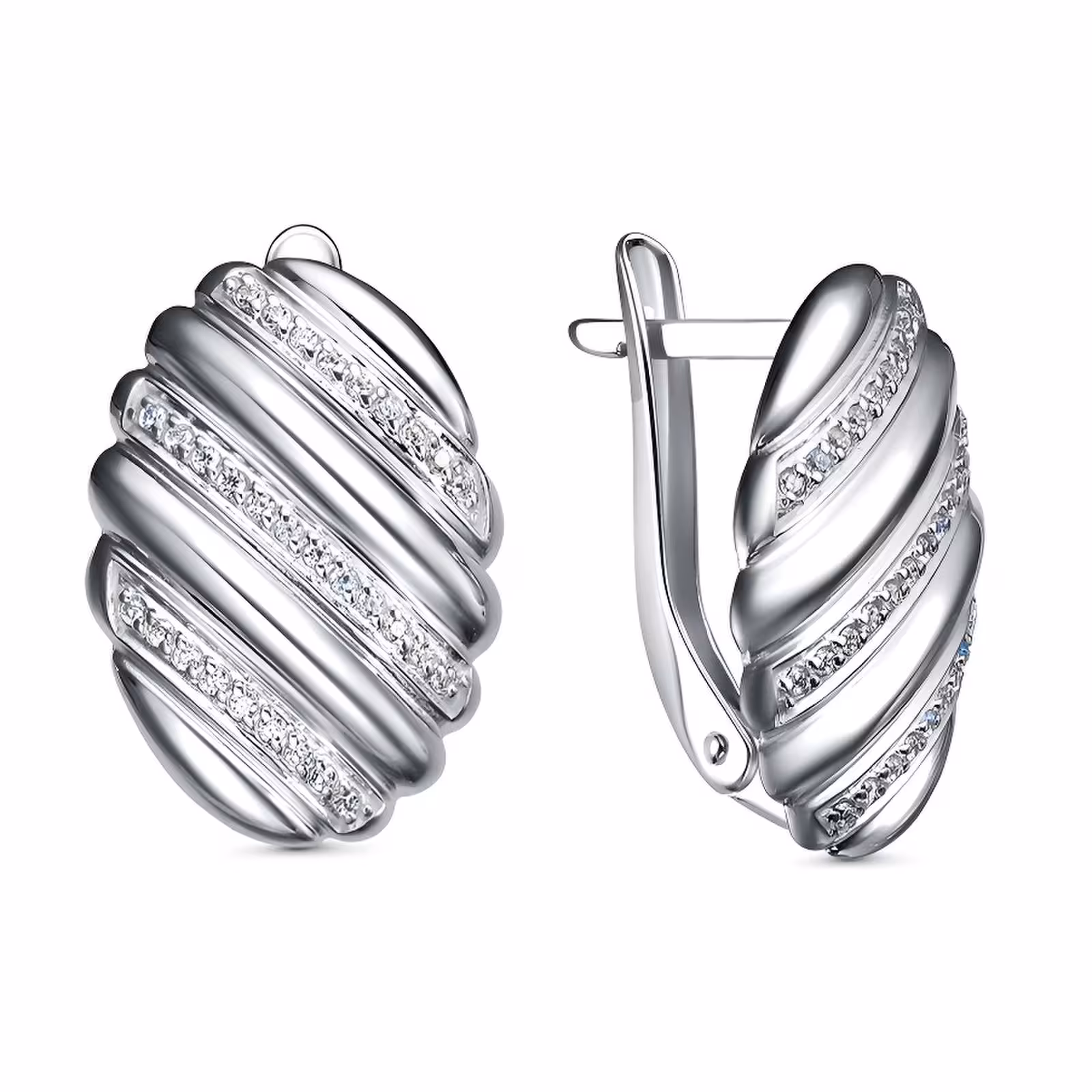 Серьги из серебра с фианитами