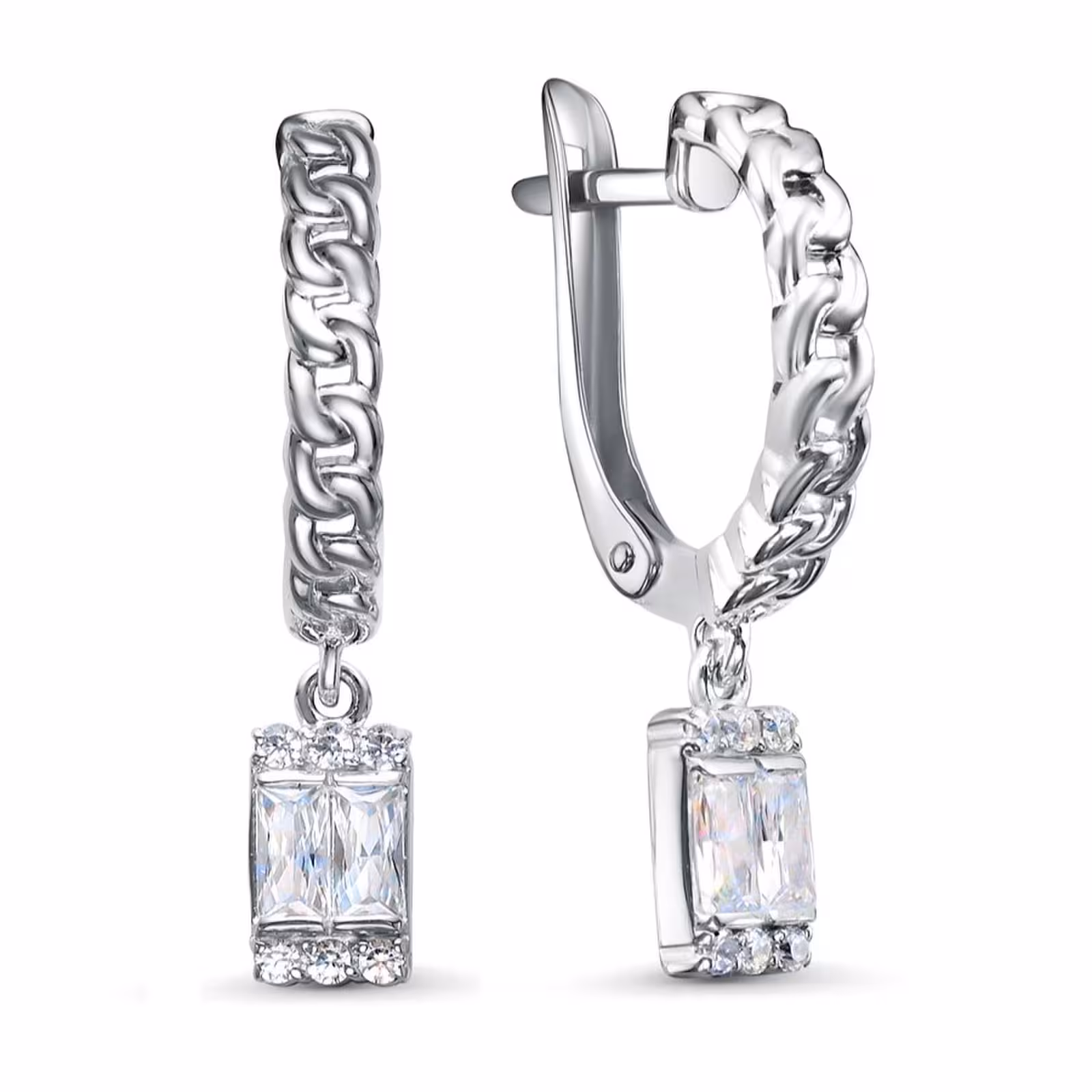 Серьги из серебра с фианитами