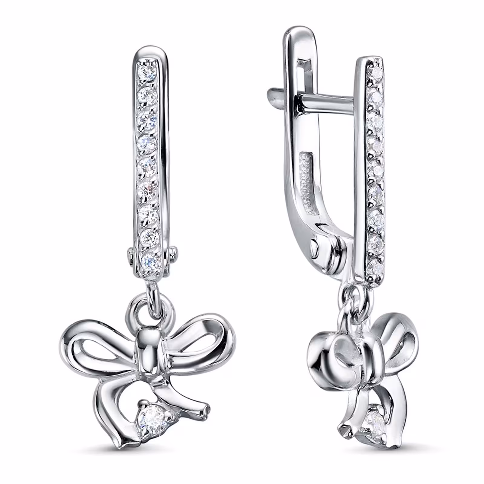 Серьги из серебра с фианитами