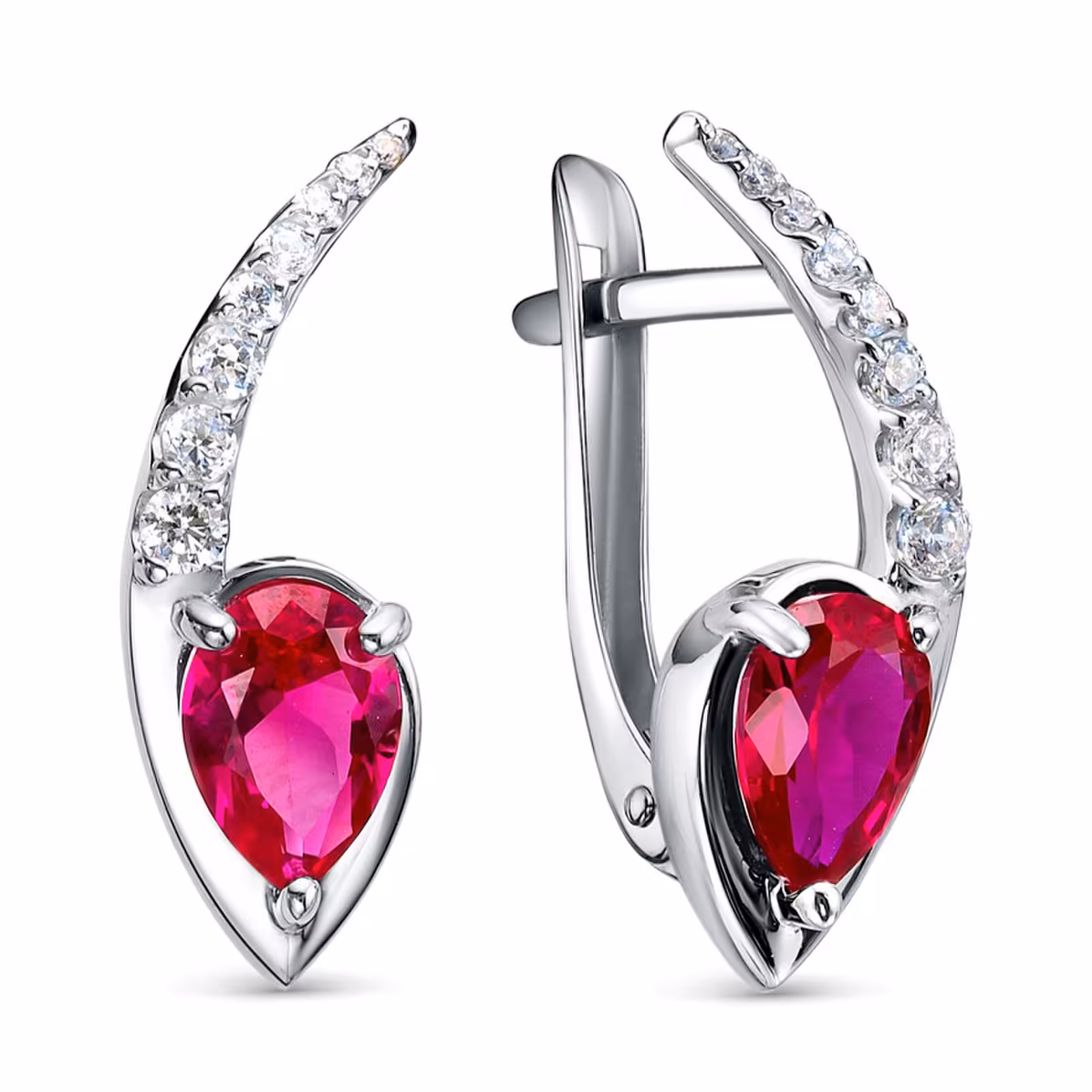 Серьги из серебра с фианитами