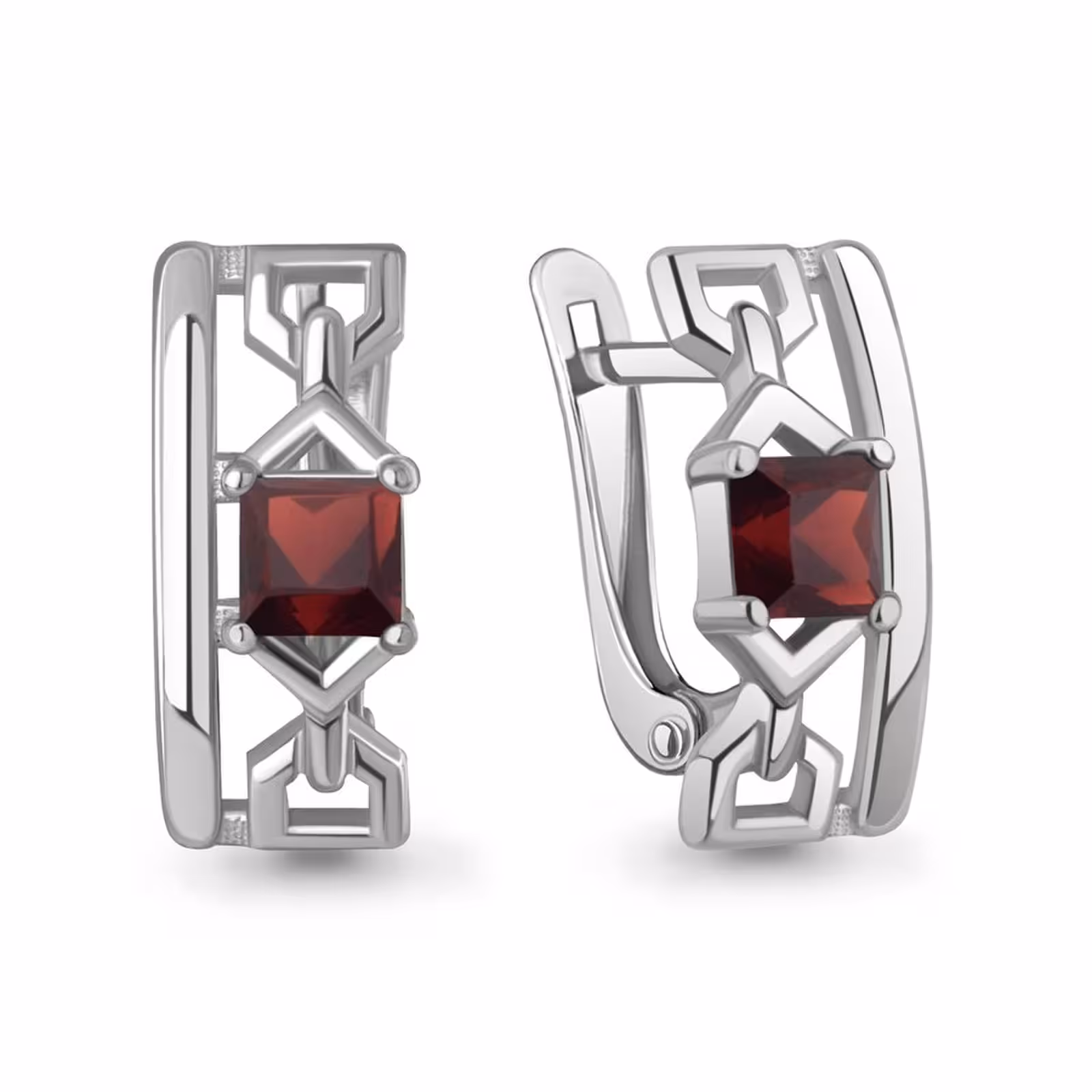 Серьги из серебра с гранатами