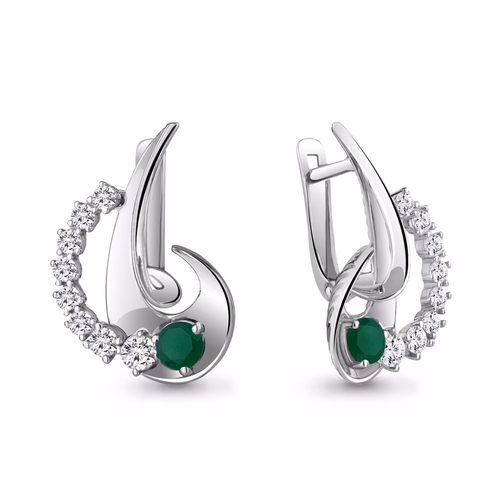 Серьги из серебра с агатами и фианитами
