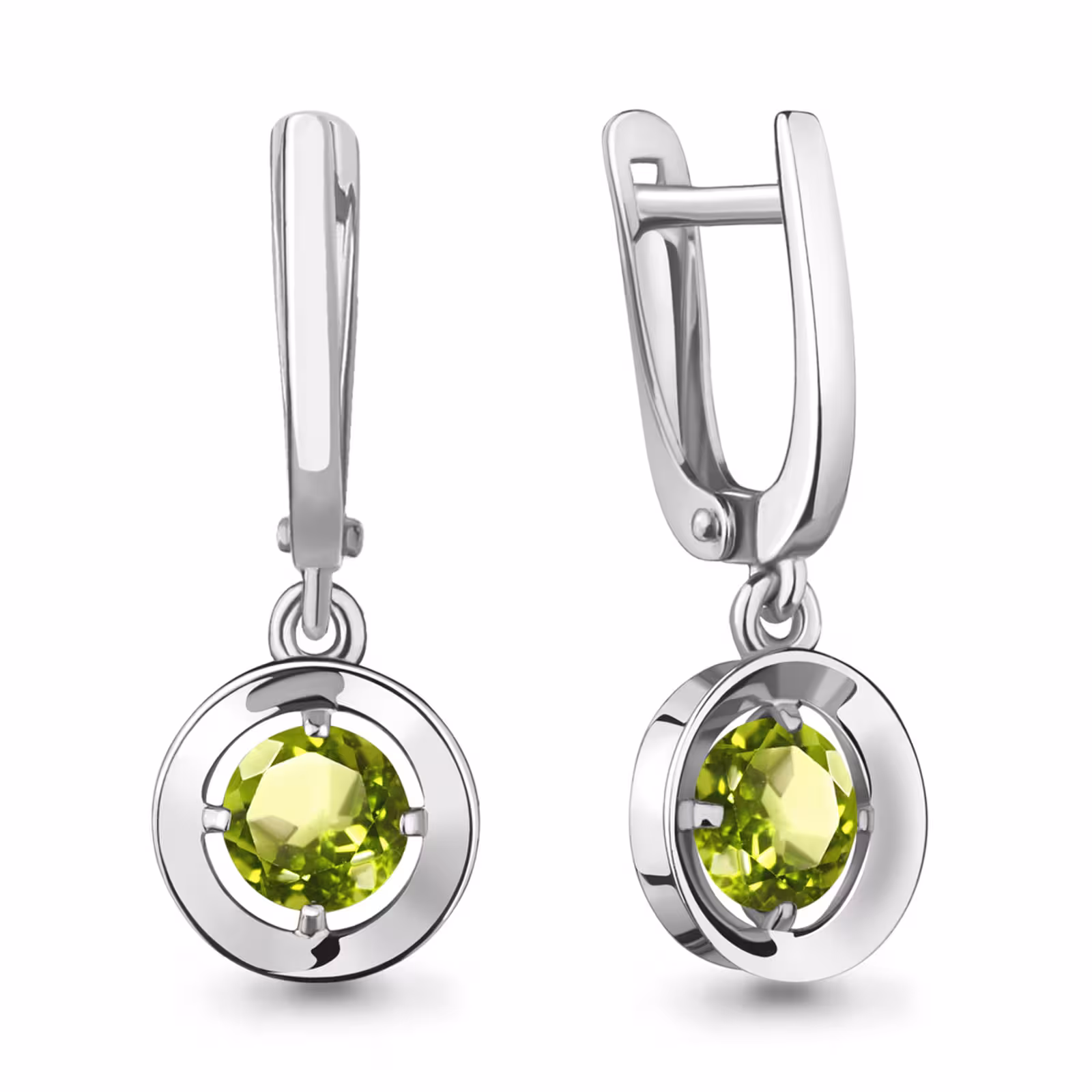 Серьги из серебра с хризолитами
