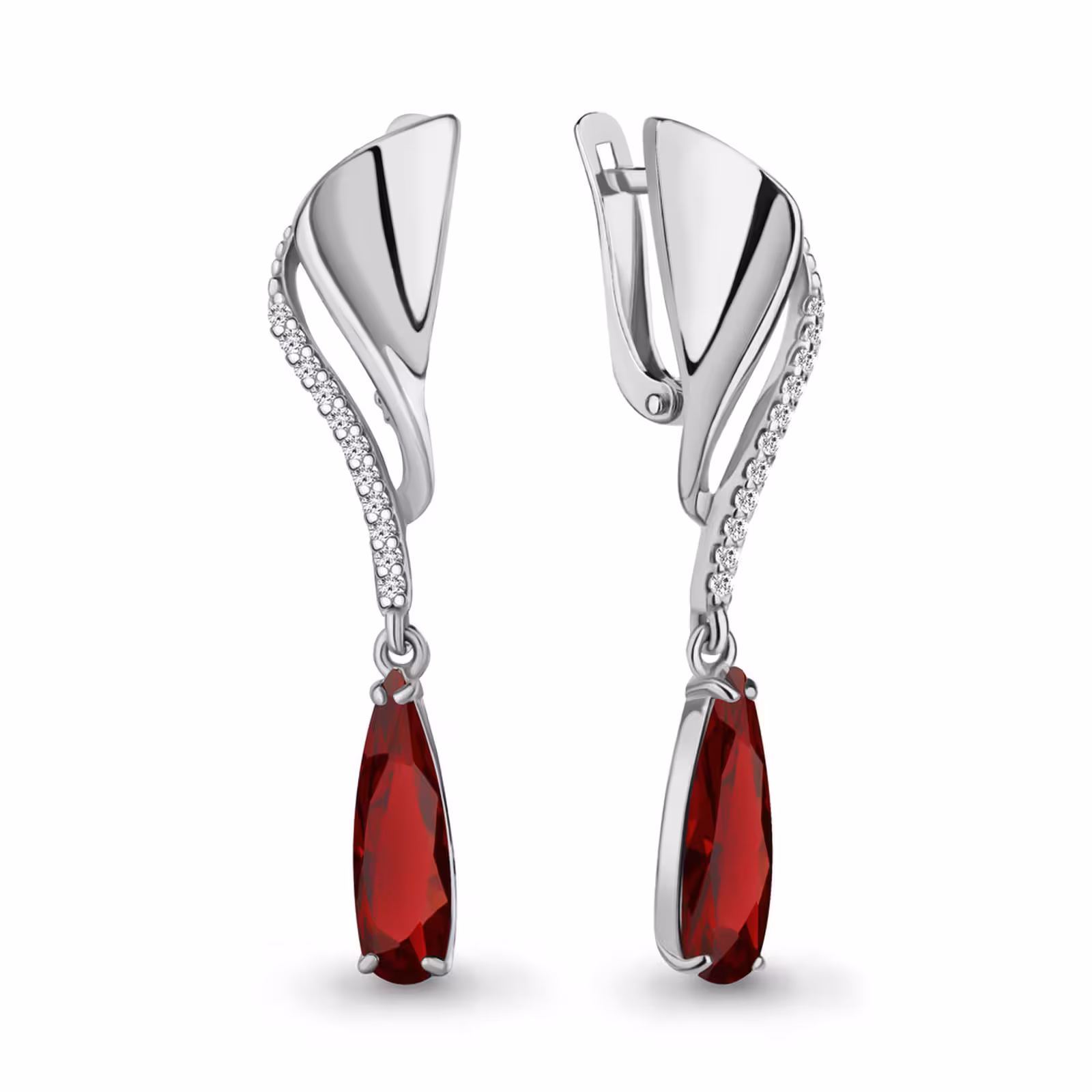 Серьги из серебра с гранатами