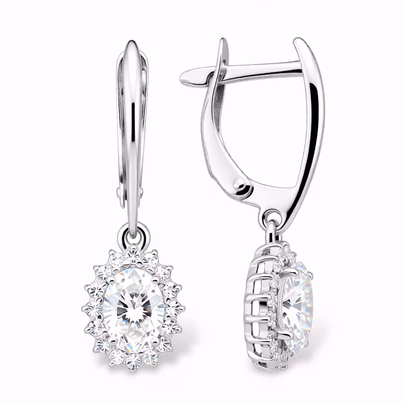 Серьги из серебра с фианитами