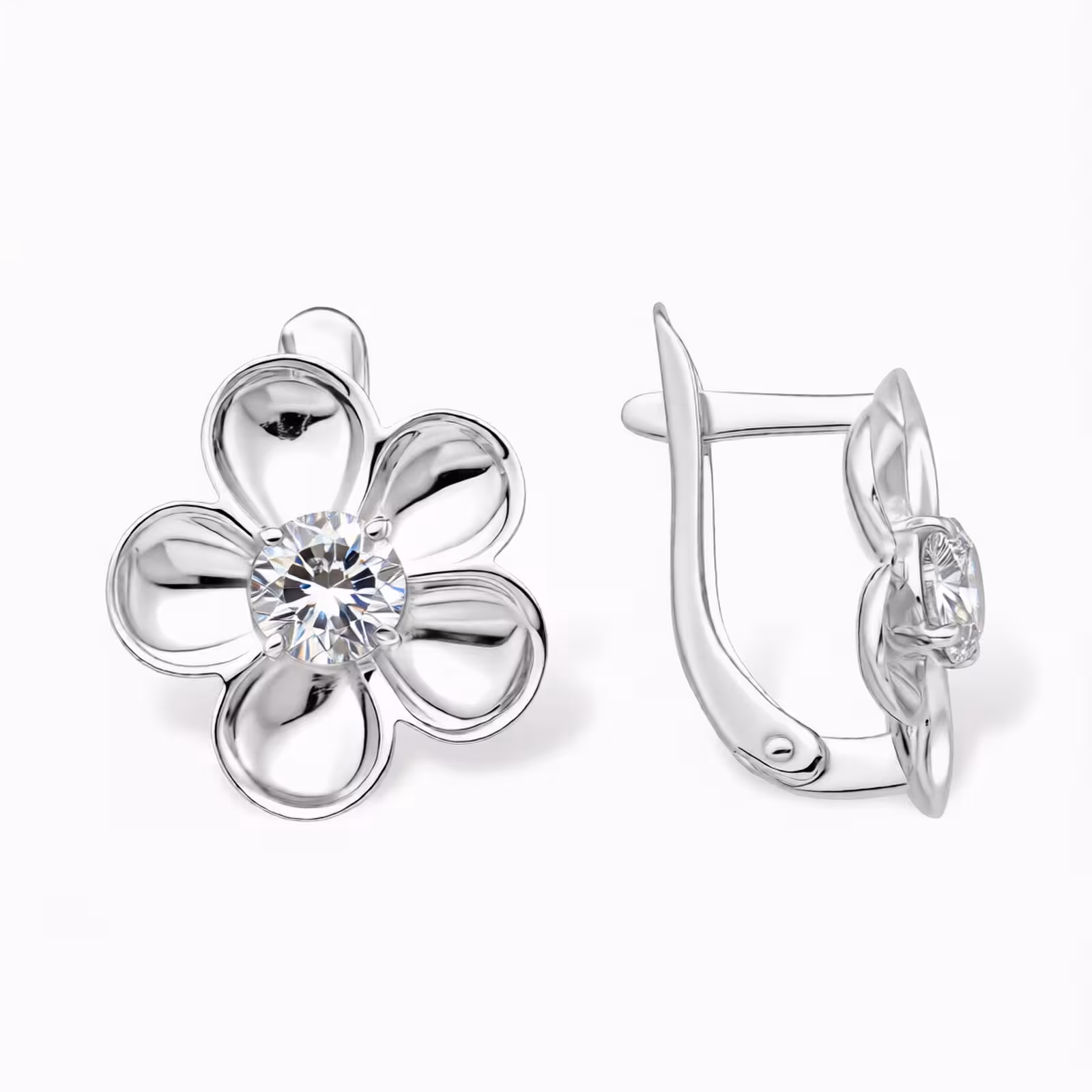 Серьги из серебра с фианитами