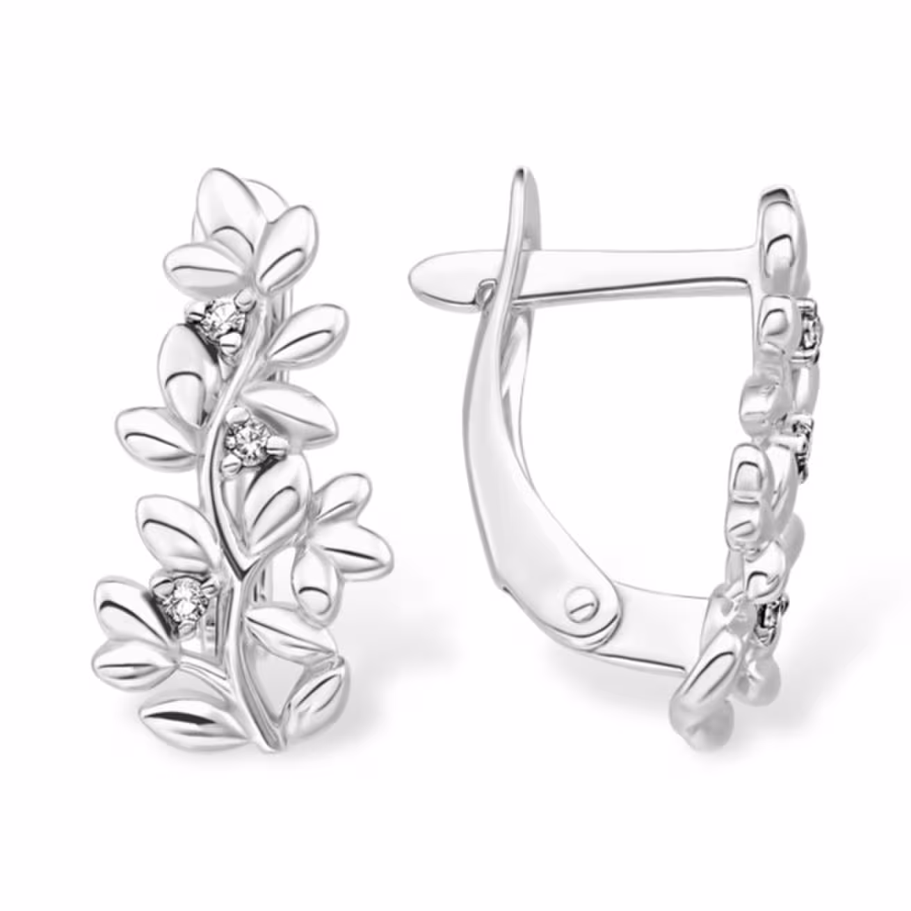 Серьги из серебра с фианитами