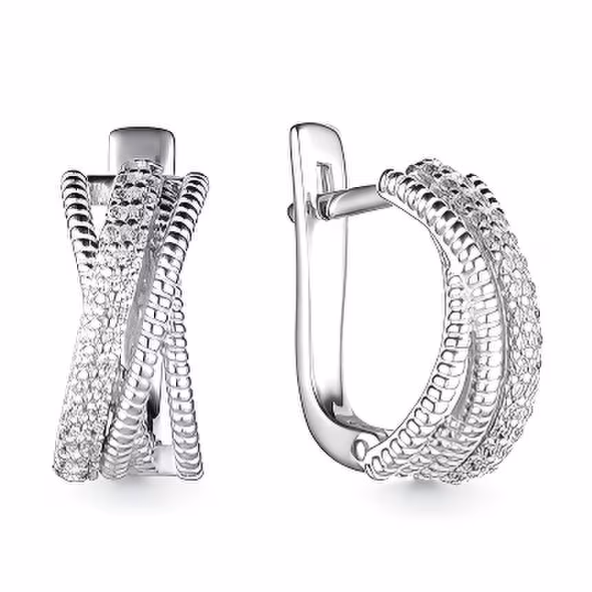 Серьги из серебра с фианитами