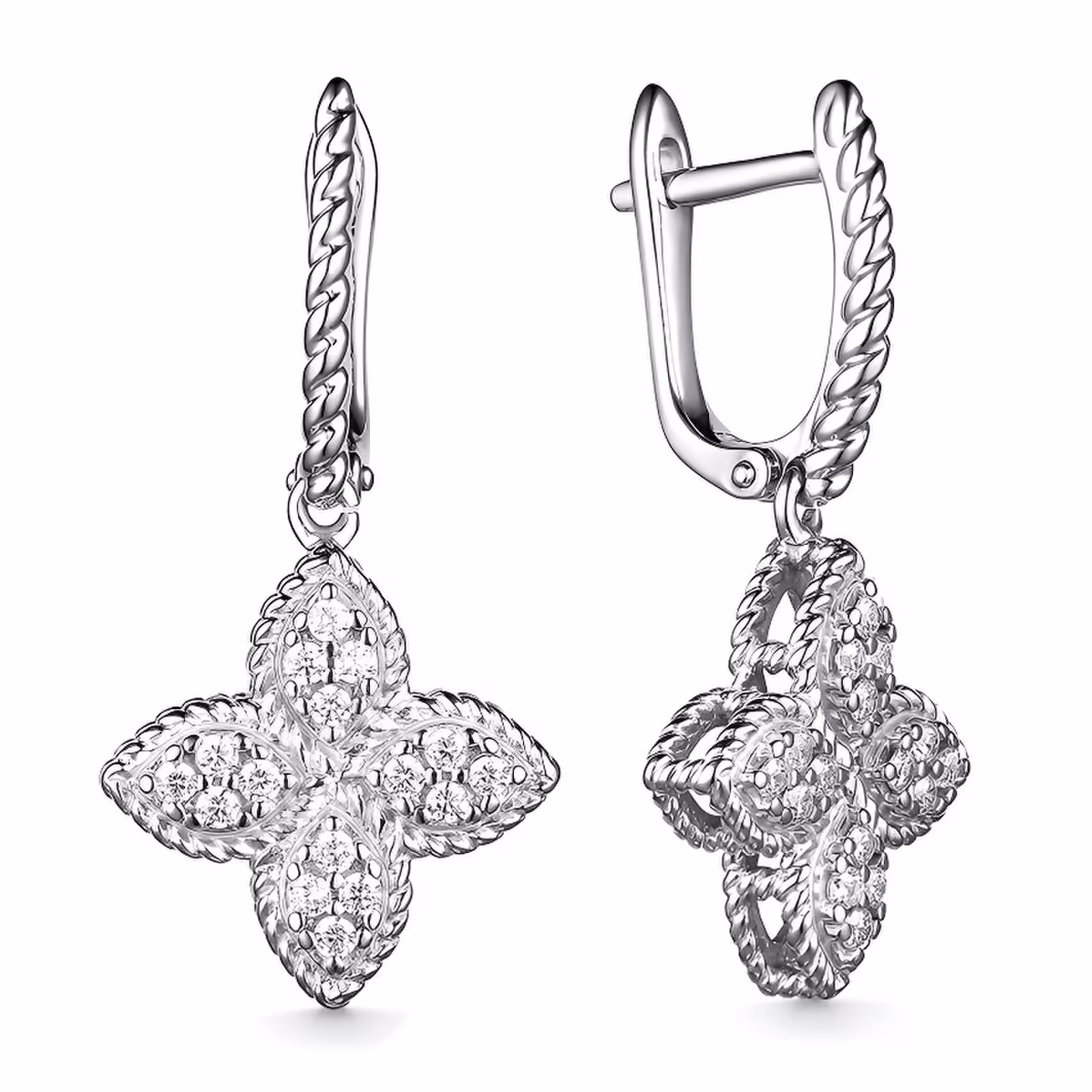 Серьги из серебра с фианитами