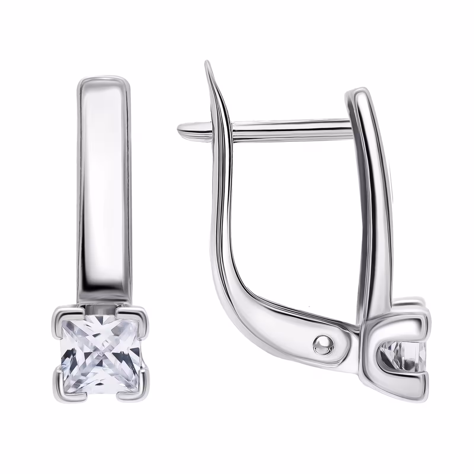 Серьги из серебра с фианитами