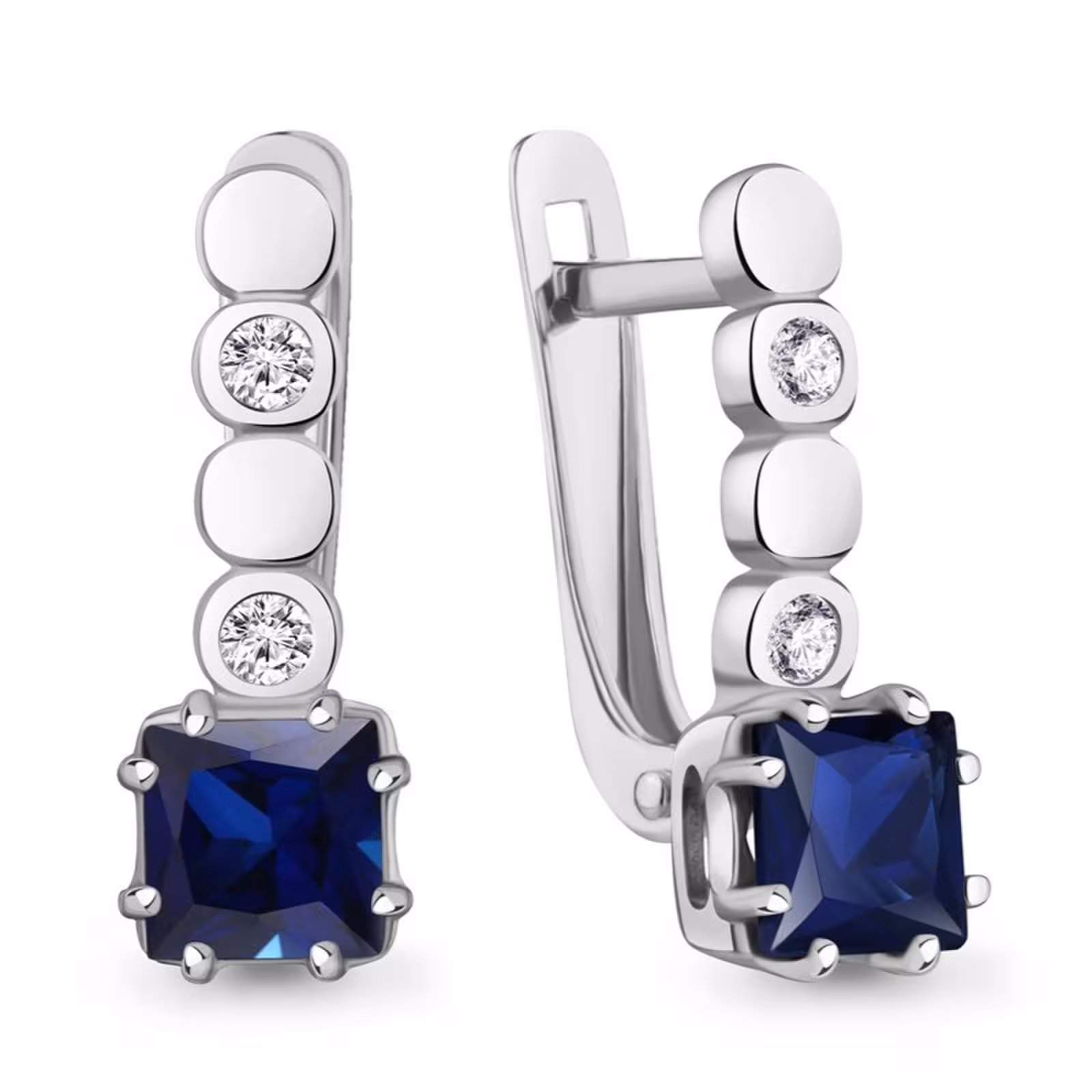 Серьги из серебра с ювелирными кристаллами и фианитами
