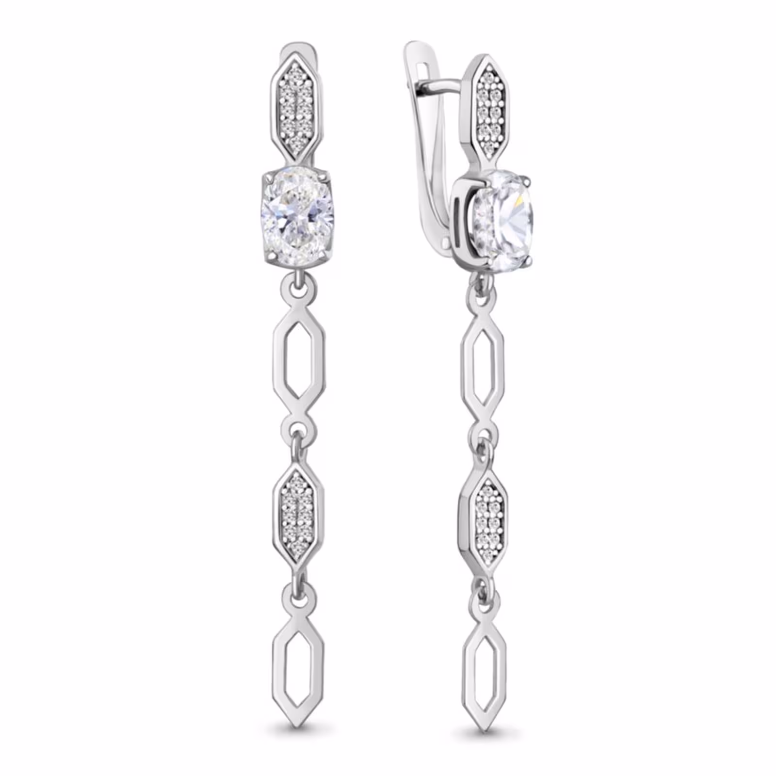 Серьги из серебра с фианитами