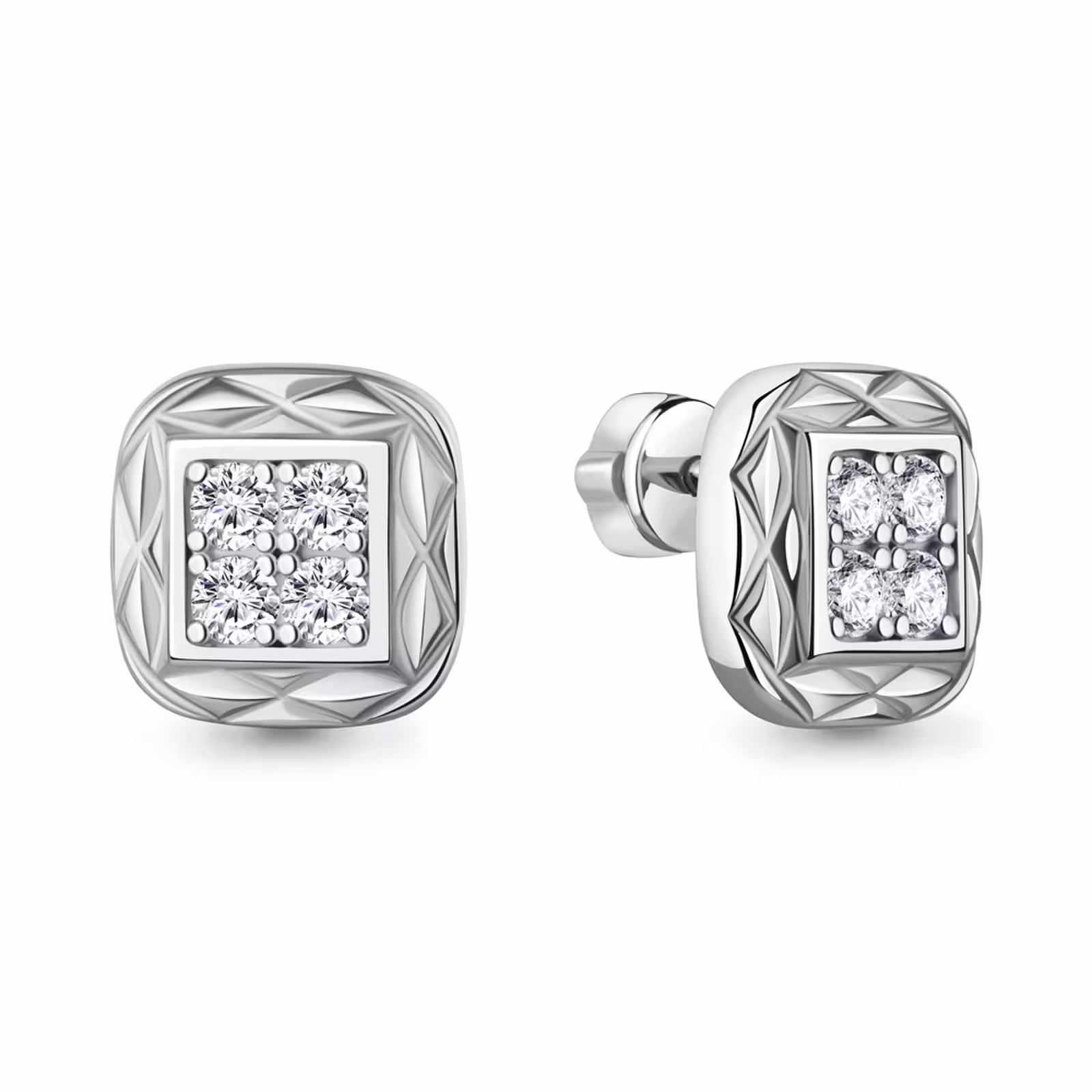 Серьги из серебра с фианитами