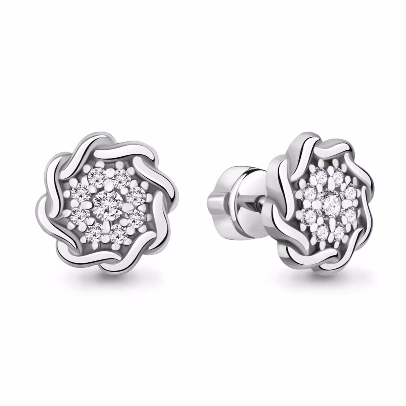 Серьги из серебра с фианитами