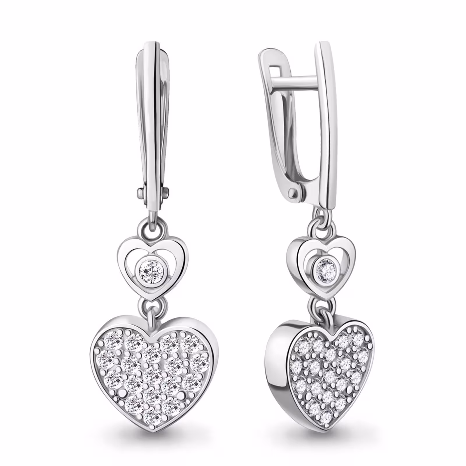 Серьги из серебра с фианитами