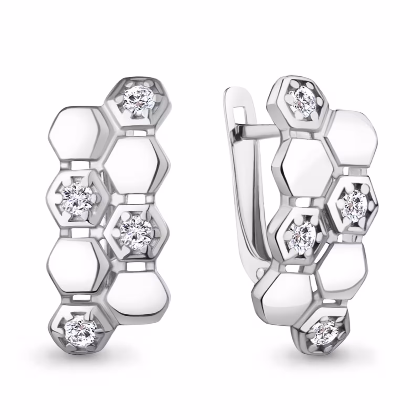 Серьги из серебра с фианитами