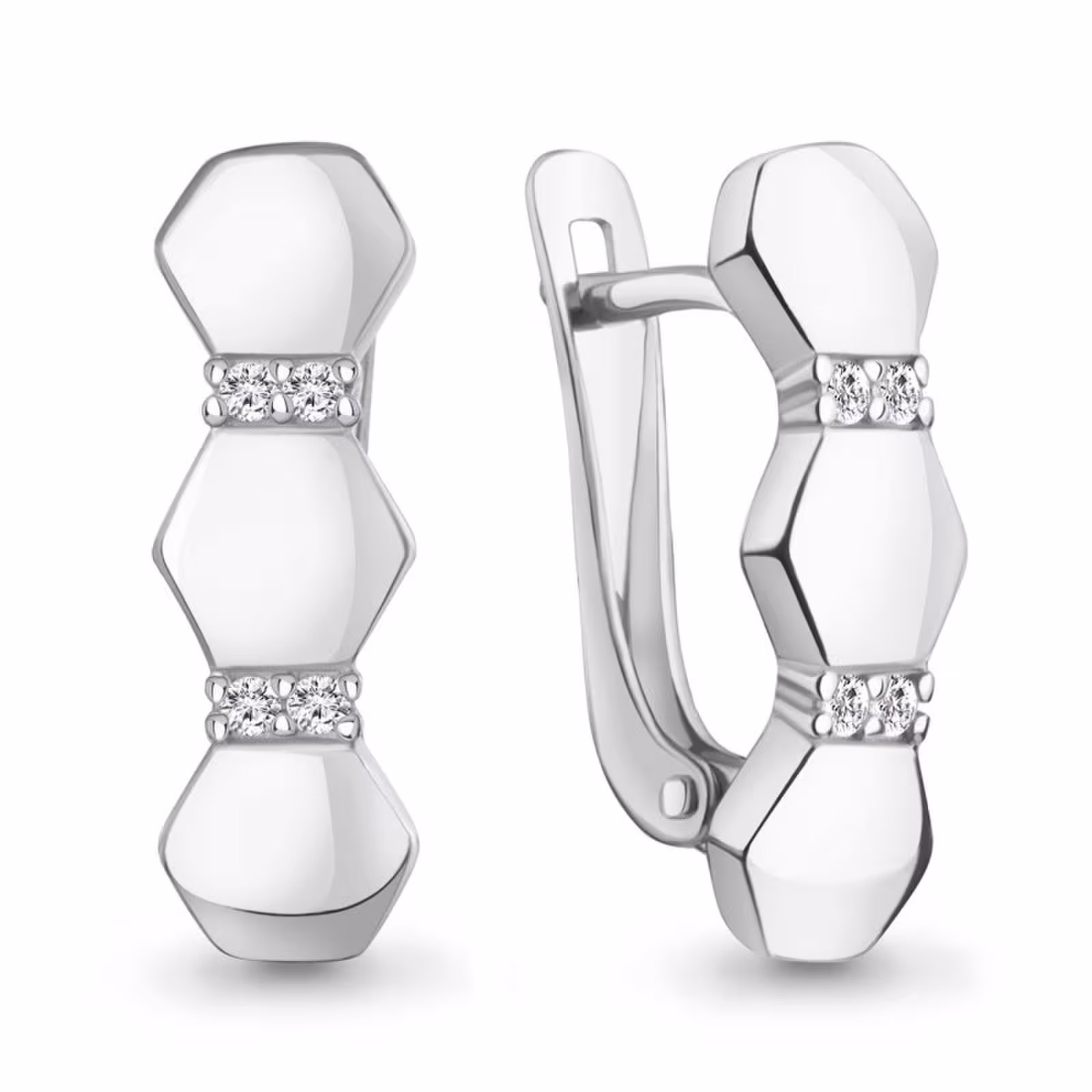 Серьги из серебра с фианитами