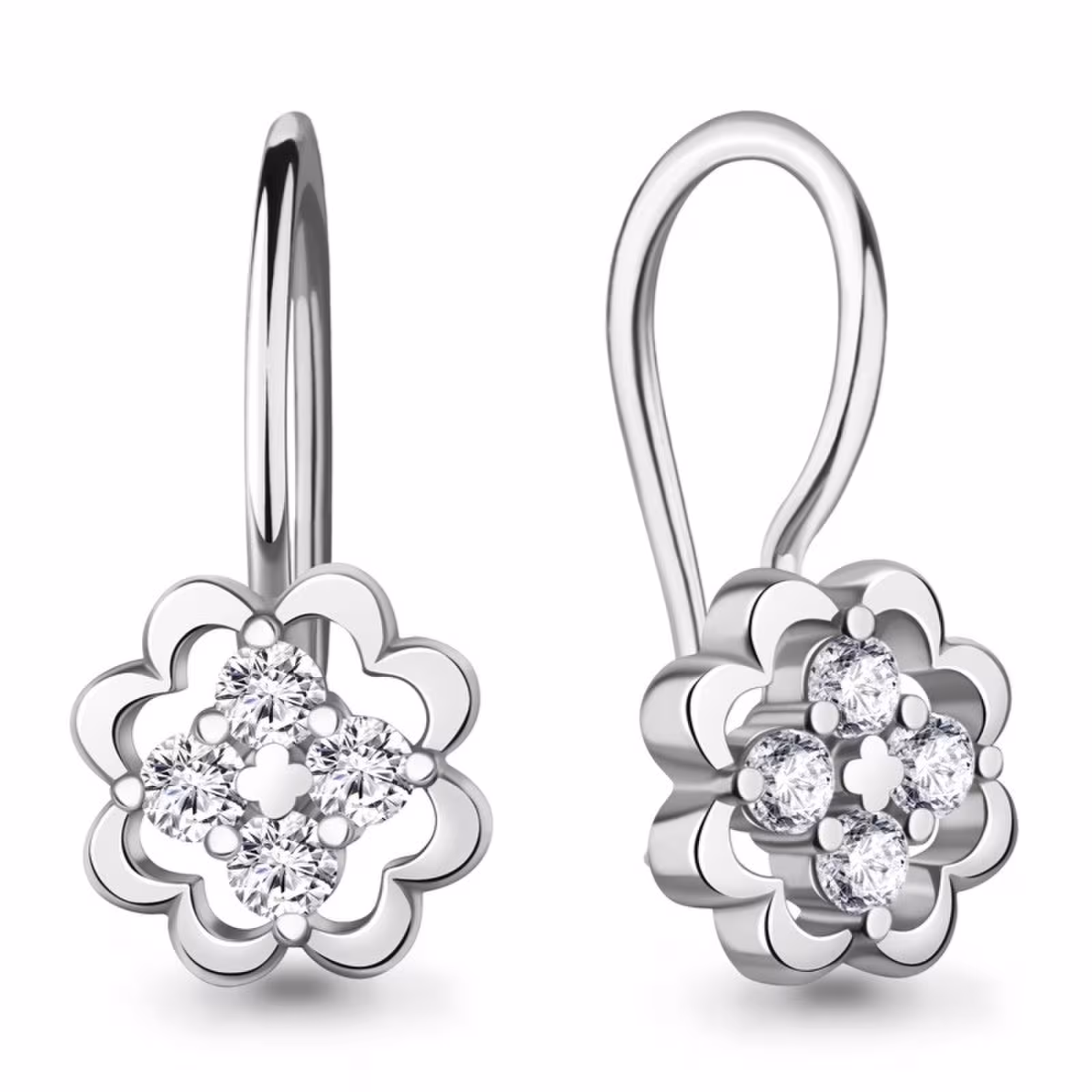 Серьги из серебра с фианитами