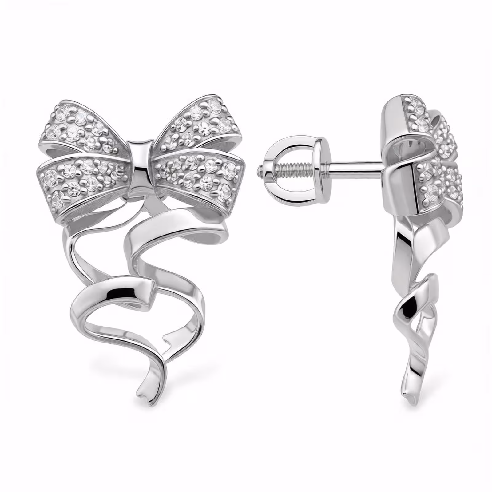 Серьги из серебра с фианитами