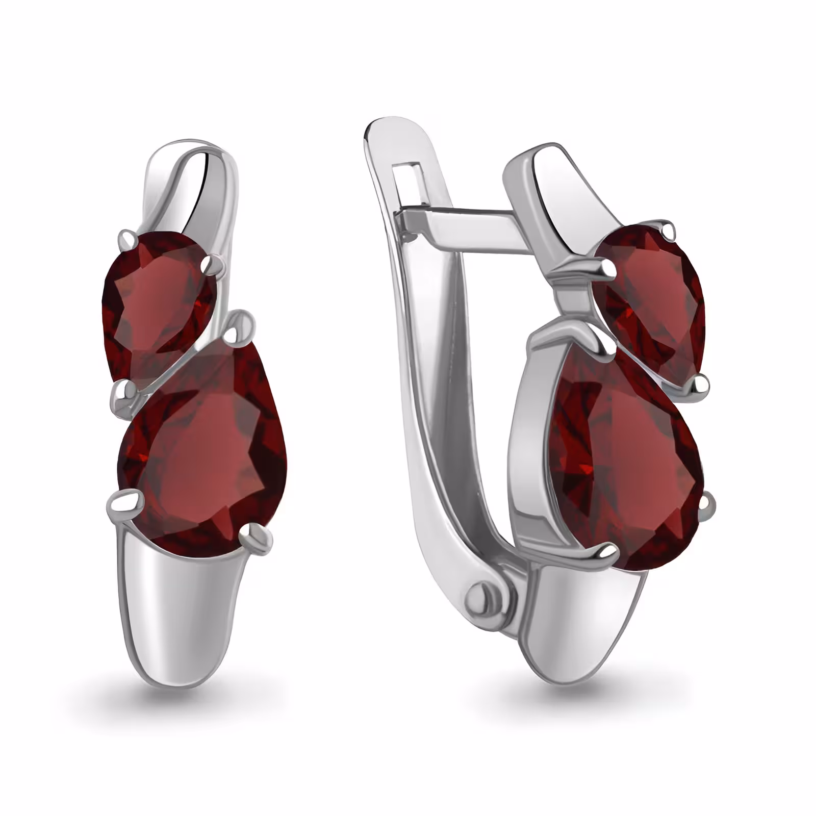 Серьги из серебра с гранатами
